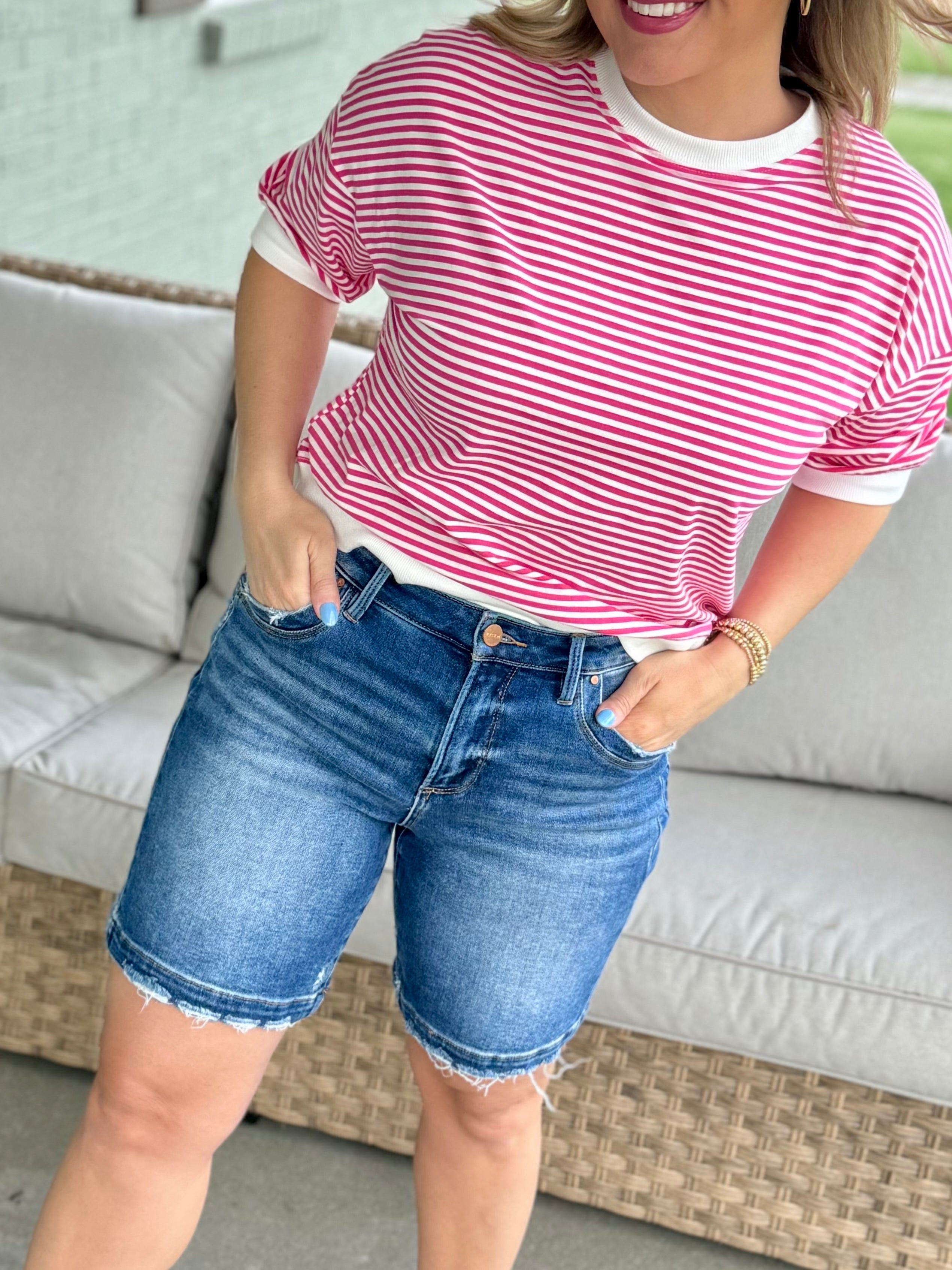 Risen - Slouchy Bermuda Short-230 Skirts/Shorts-The Lovely Closet-The Lovely Closet, Women's Fashion Boutique in Alexandria, KY