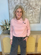 Winter Bliss Quilted Pullover - Blush-150 Sweatshirts-Doe and Rae-The Lovely Closet, Women's Fashion Boutique in Alexandria, KY