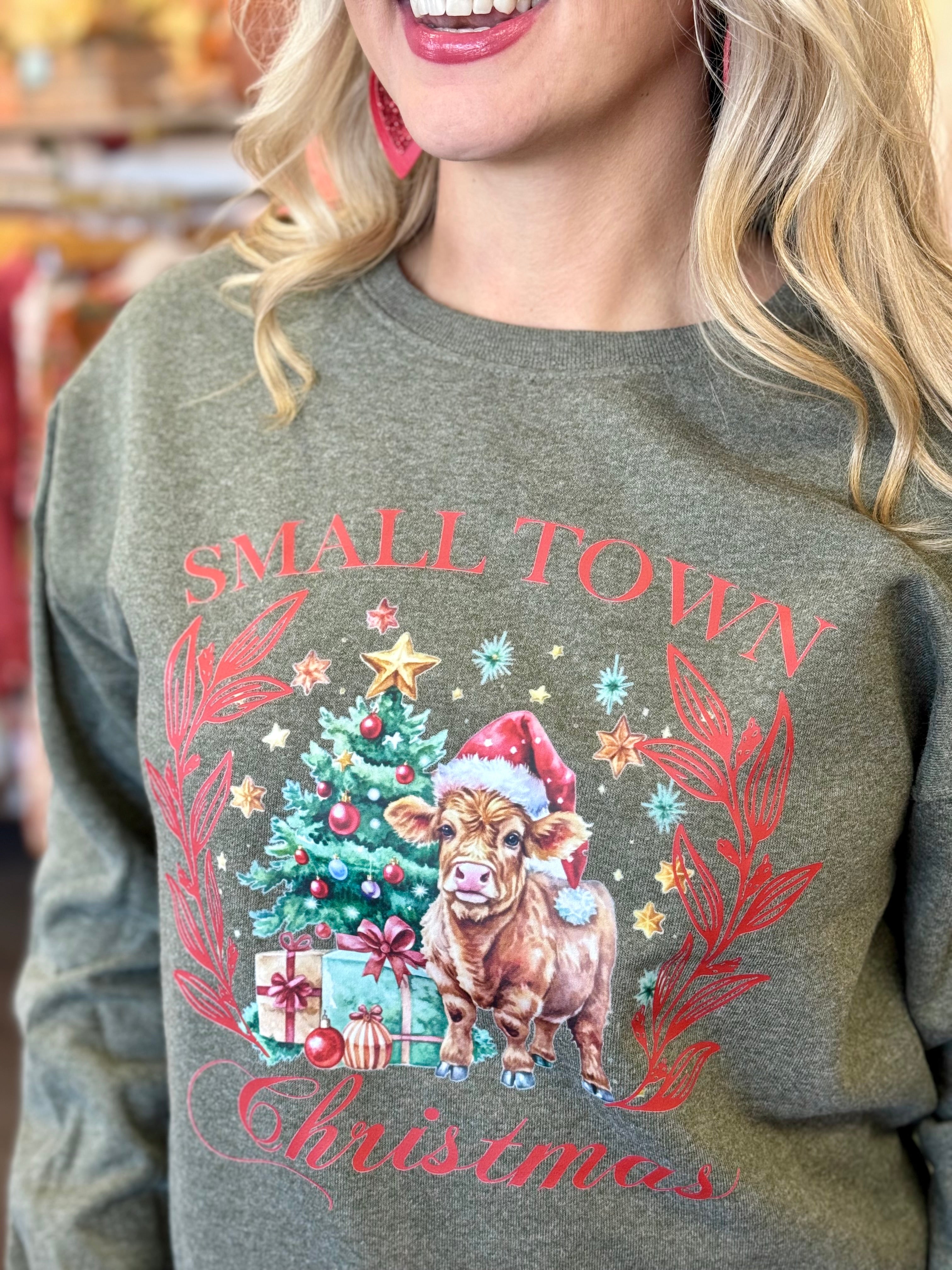 *PRE-ORDER*Small Town Christmas Graphic Crewneck-135 T-Shirt Bar-The Lovely Closet-The Lovely Closet, Women's Fashion Boutique in Alexandria, KY