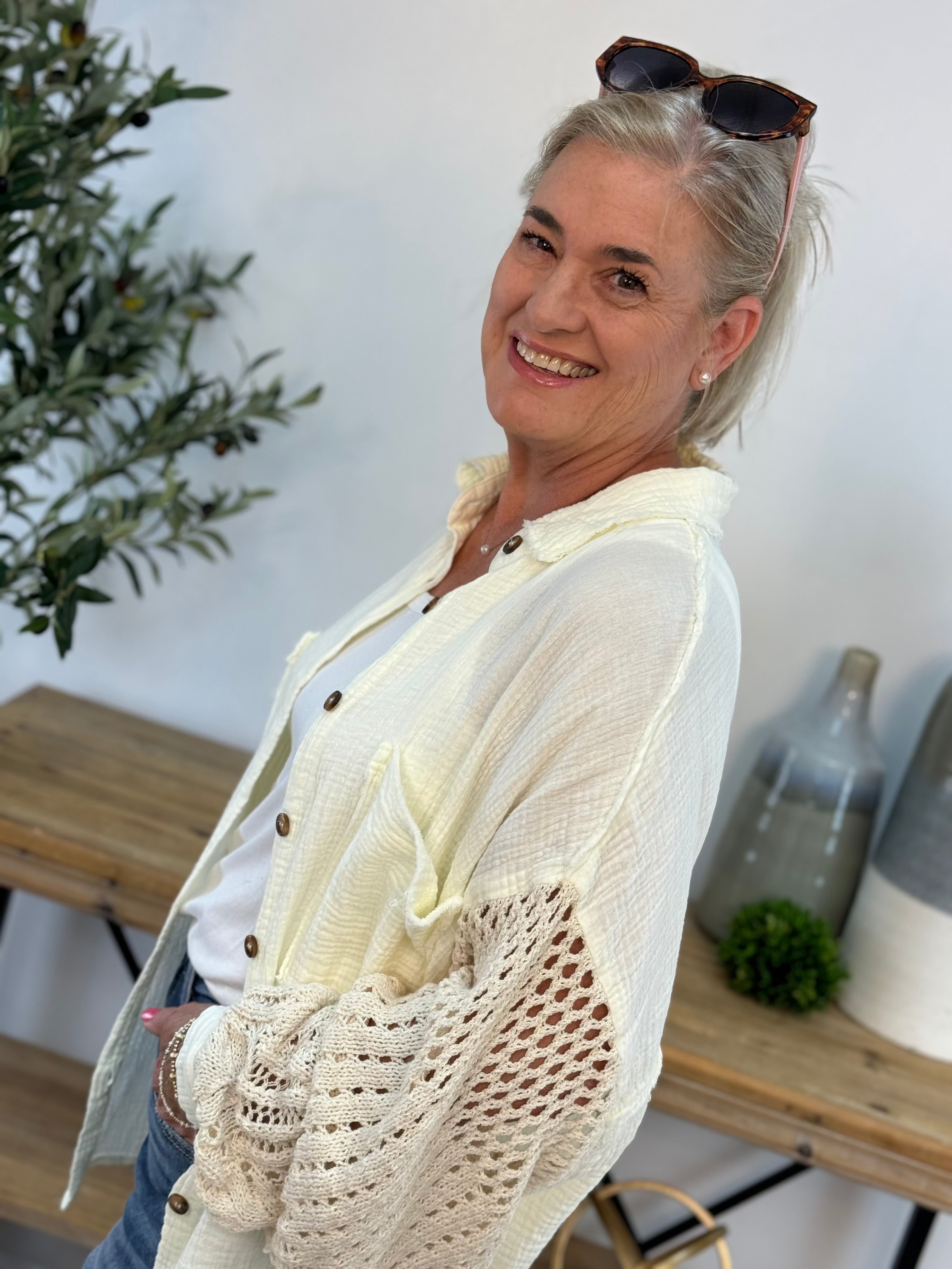FINAL SALE - Summer Nights Button Down-110 Long Sleeve Top-The Lovely Closet-The Lovely Closet, Women's Fashion Boutique in Alexandria, KY