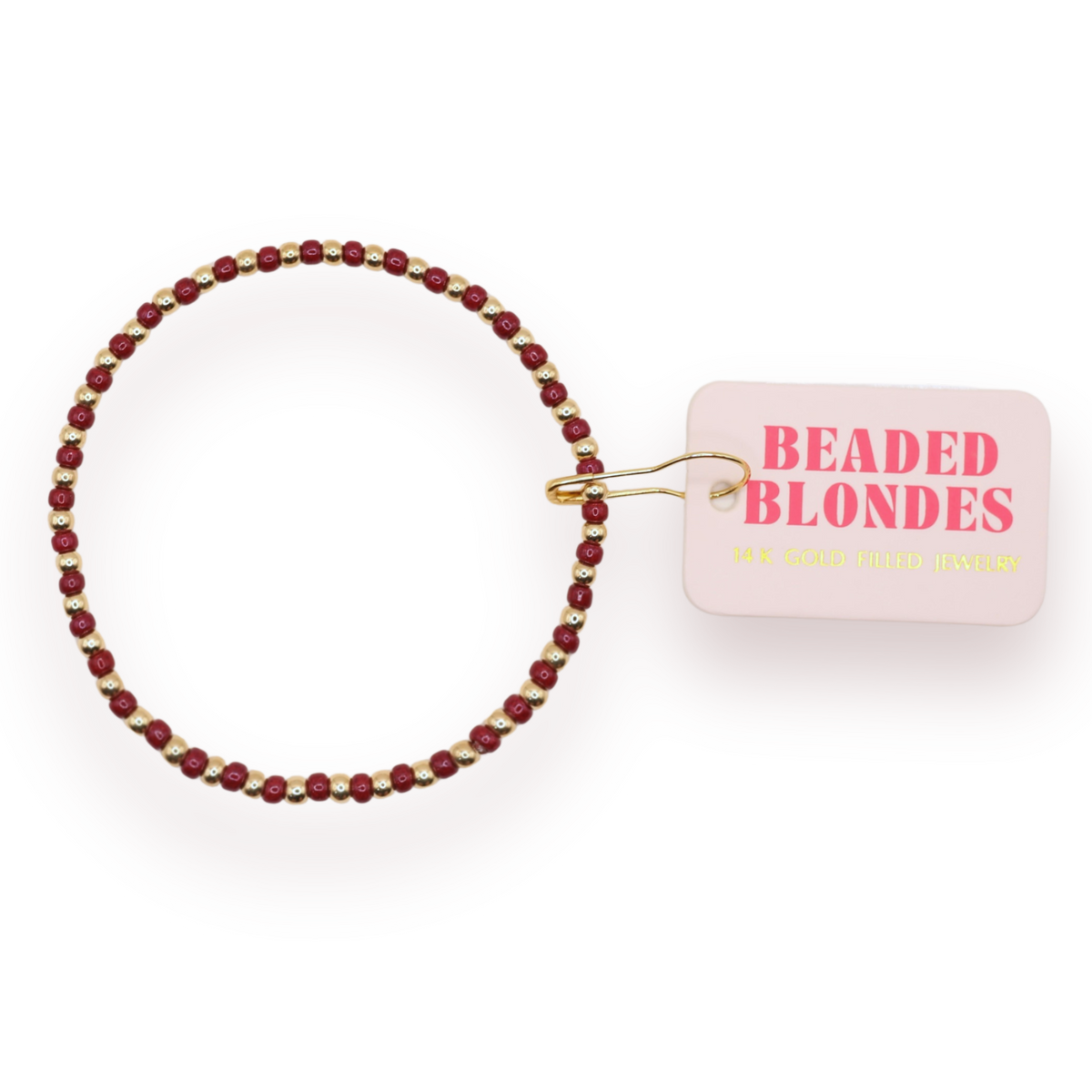 Maroon Demi Bracelet: Gold / Standard 6.75 inch-bracelets-Beaded Blondes-The Lovely Closet, Women's Fashion Boutique in Alexandria, KY