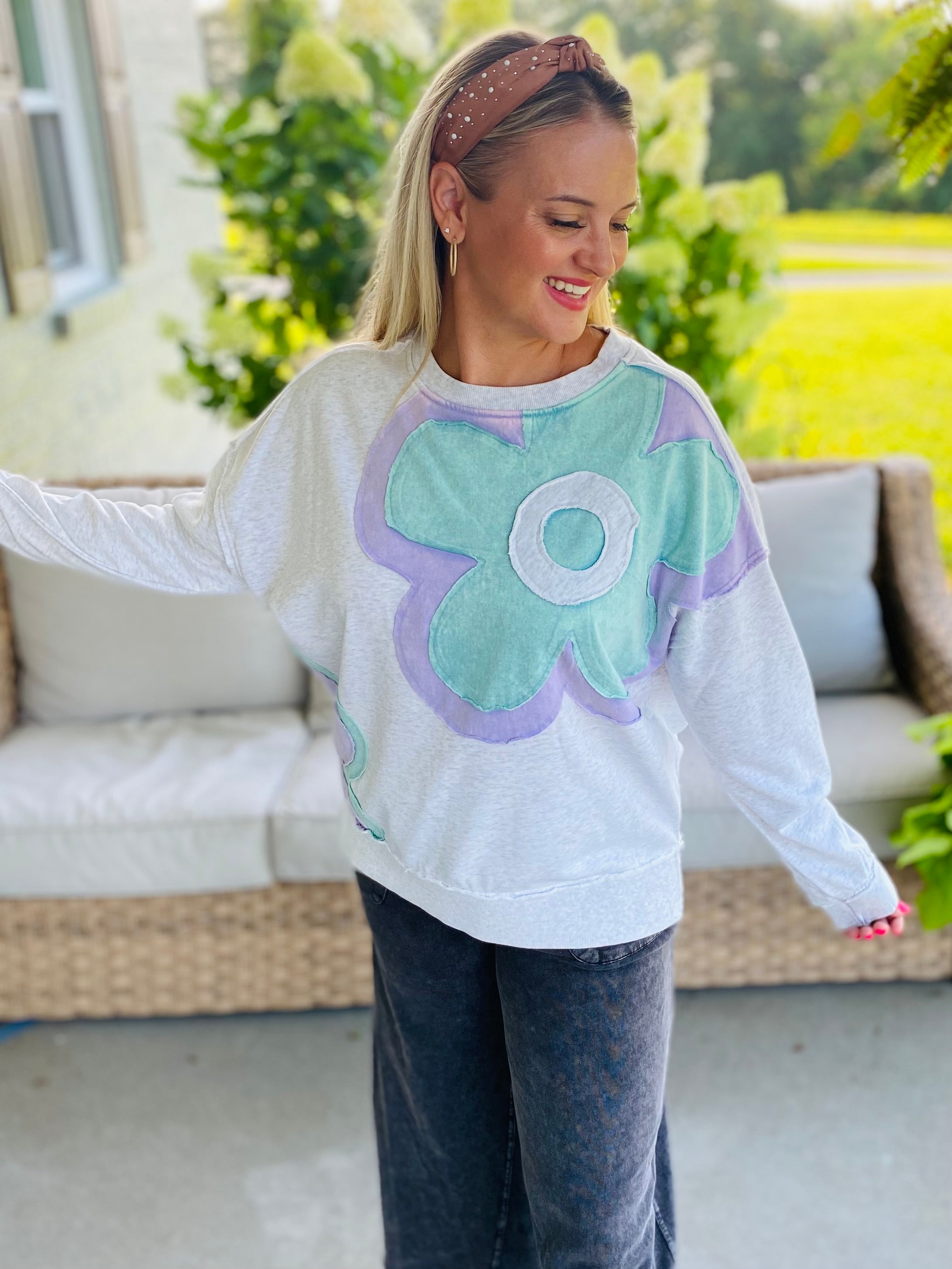 Cottage Garden Pullover-110 Long Sleeve Top-easel-The Lovely Closet, Women's Fashion Boutique in Alexandria, KY