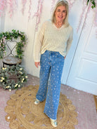 Cherry Cheer Denim Pants-240 Pants-easel-The Lovely Closet, Women's Fashion Boutique in Alexandria, KY