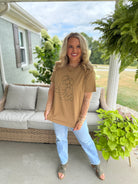 COWBOY BOOT STUDDED SHORT SLEEVE TOP-100 Short Sleeve Tops-Doe and Rae-The Lovely Closet, Women's Fashion Boutique in Alexandria, KY