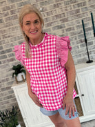 Perfectly Plaid Flutter Sleeve Top-The Lovely Closet-The Lovely Closet, Women's Fashion Boutique in Alexandria, KY