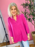 Lizzy Top Magenta-110 Long Sleeve Top-The Lovely Closet-The Lovely Closet, Women's Fashion Boutique in Alexandria, KY