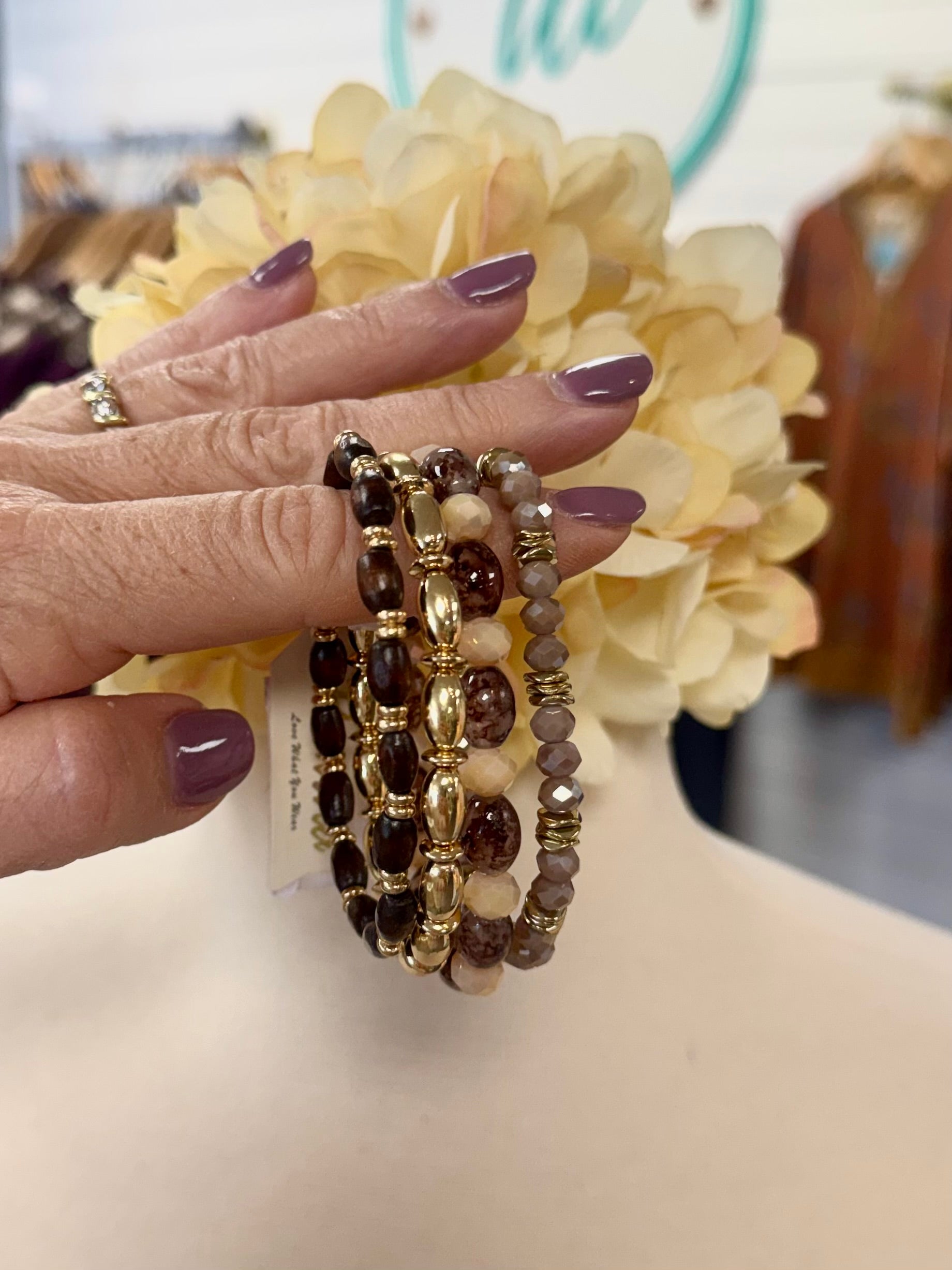 Hazelnut Bonbon Candy Bead Bracelet-280 Accessories-Golden Stella-The Lovely Closet, Women's Fashion Boutique in Alexandria, KY
