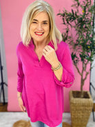 Lizzy Top Magenta-110 Long Sleeve Top-The Lovely Closet-The Lovely Closet, Women's Fashion Boutique in Alexandria, KY