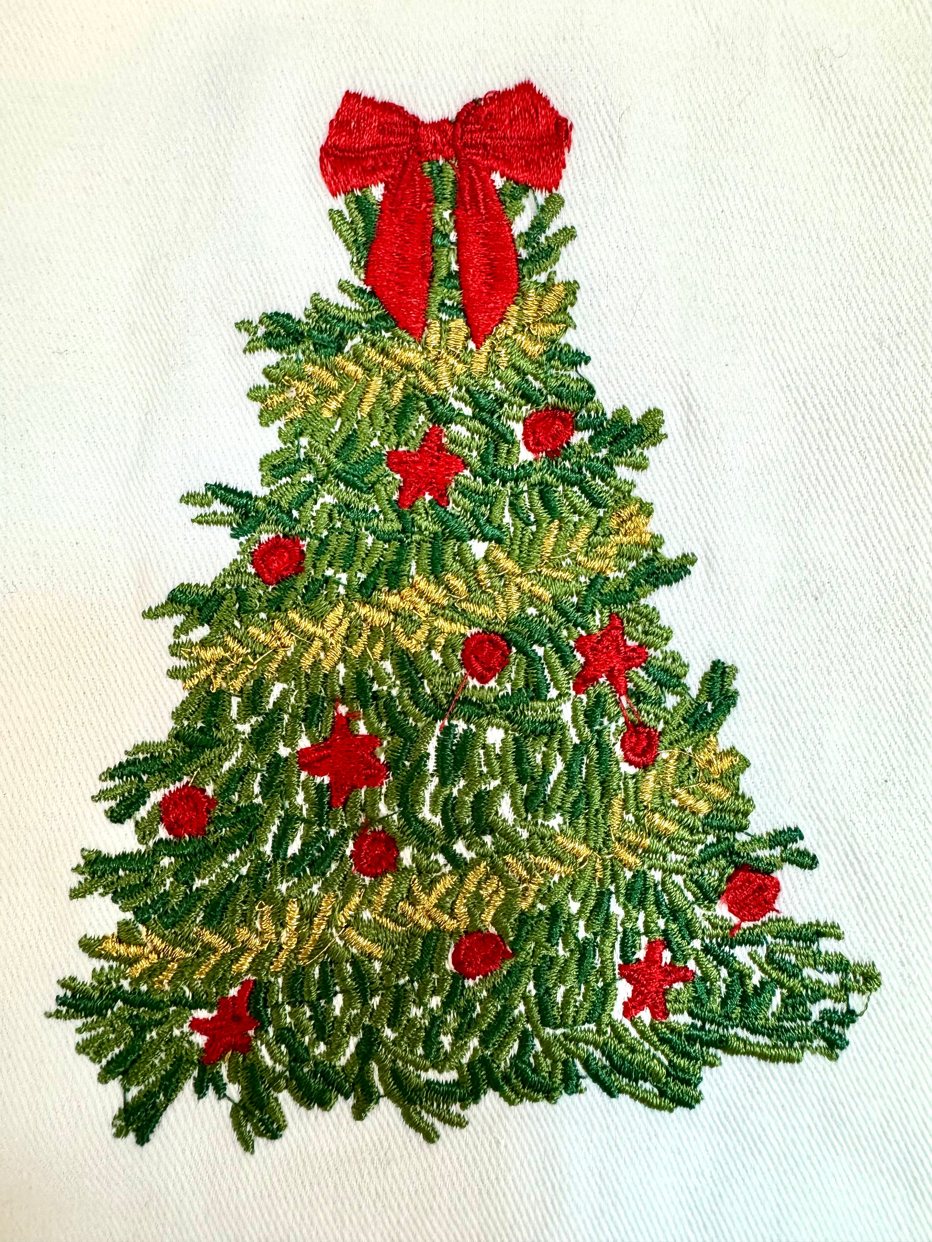 FINAL SALE Tea Towel - Traditional Tree Embroidered-350 Holiday-Mary Square-The Lovely Closet, Women's Fashion Boutique in Alexandria, KY