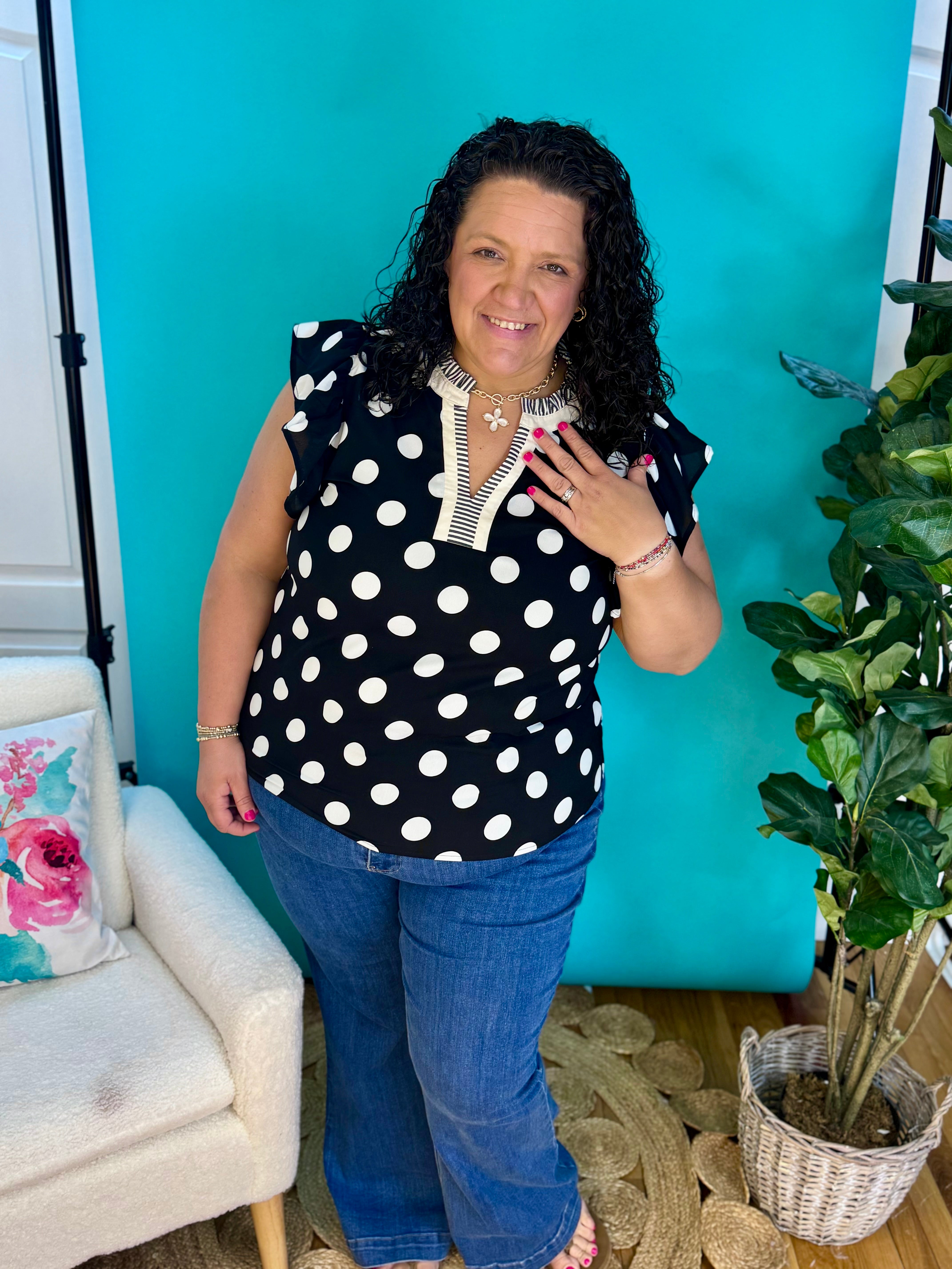 Pretty Little Dots Top-100 Short Sleeve Tops-Oddi-The Lovely Closet, Women's Fashion Boutique in Alexandria, KY