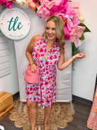 Pink Roses Lizzy Dress-180 Dresses-Dear Scarlett-The Lovely Closet, Women's Fashion Boutique in Alexandria, KY