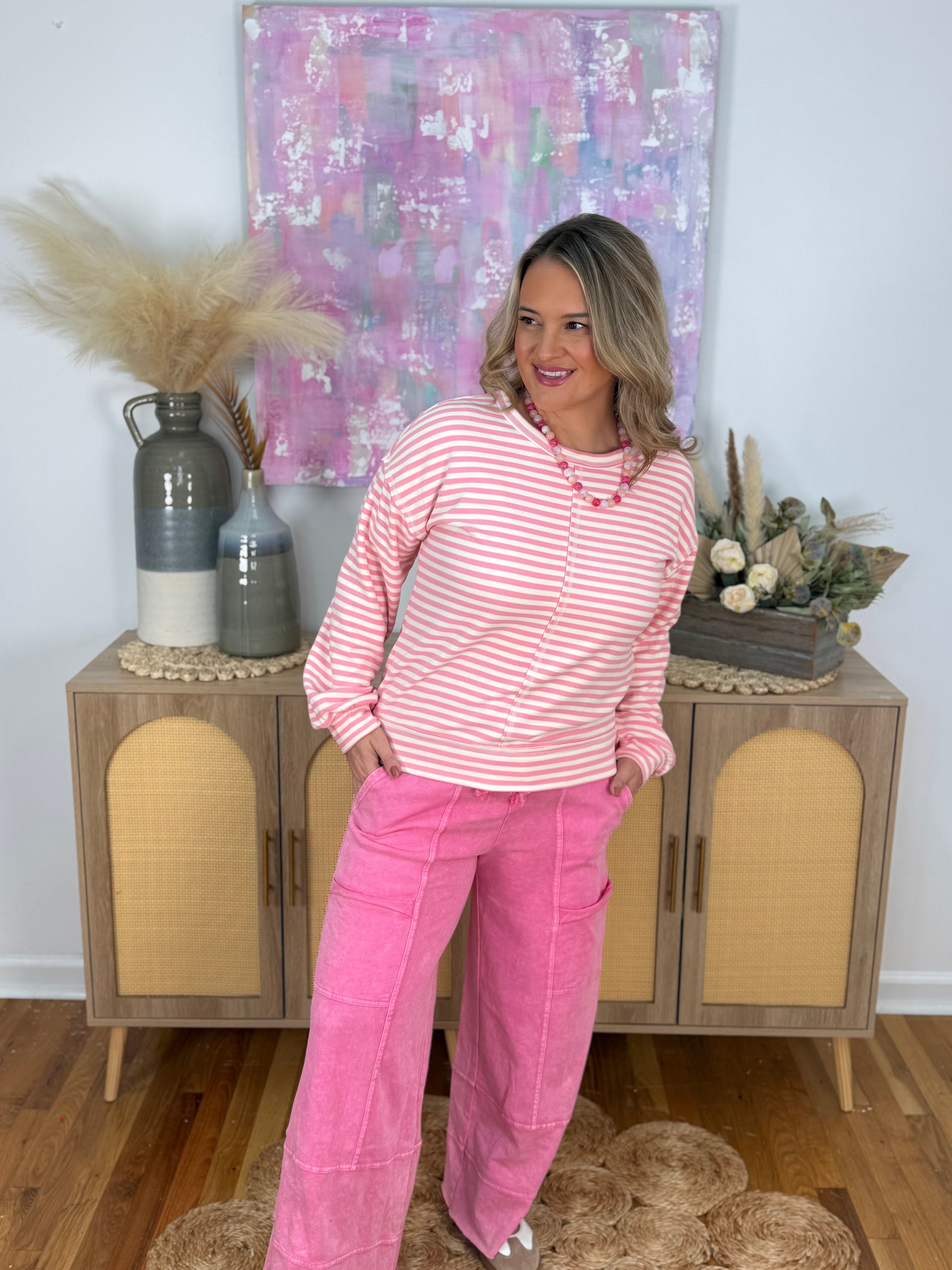 Power in Pink Brush Knit Top-110 Long Sleeve Top-Staccato-The Lovely Closet, Women's Fashion Boutique in Alexandria, KY
