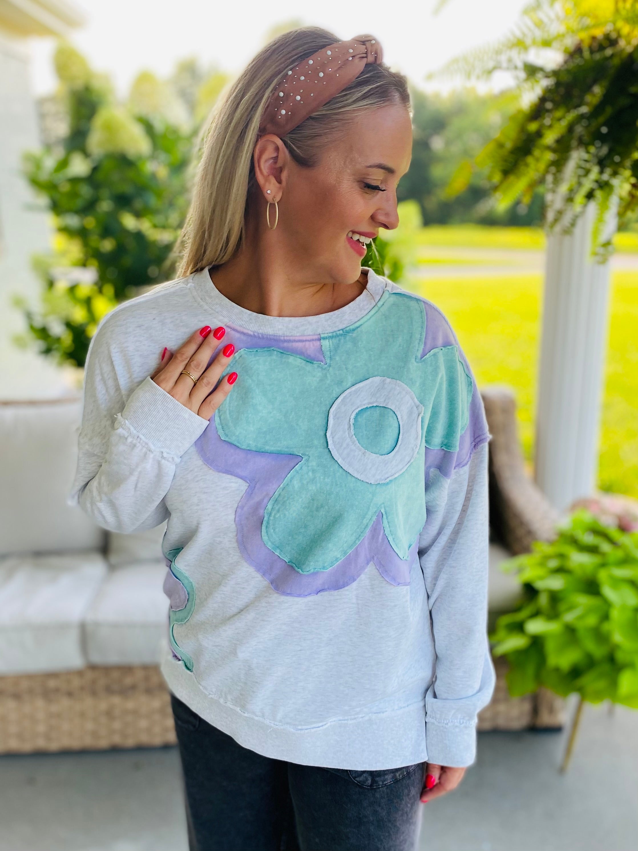 Cottage Garden Pullover-110 Long Sleeve Top-easel-The Lovely Closet, Women's Fashion Boutique in Alexandria, KY