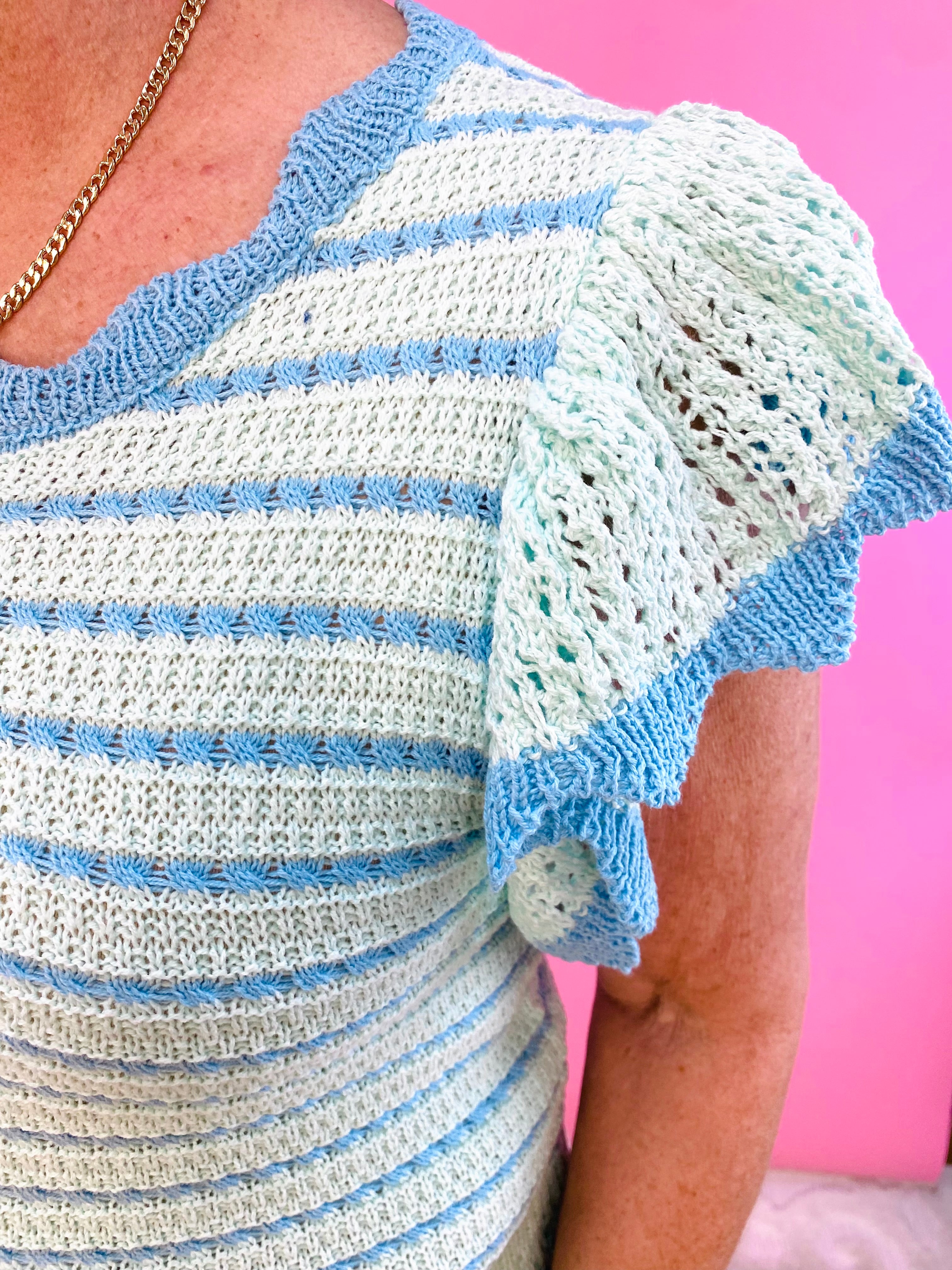 Mint for Spring Crochet Top-100 Short Sleeve Tops-easel-The Lovely Closet, Women's Fashion Boutique in Alexandria, KY