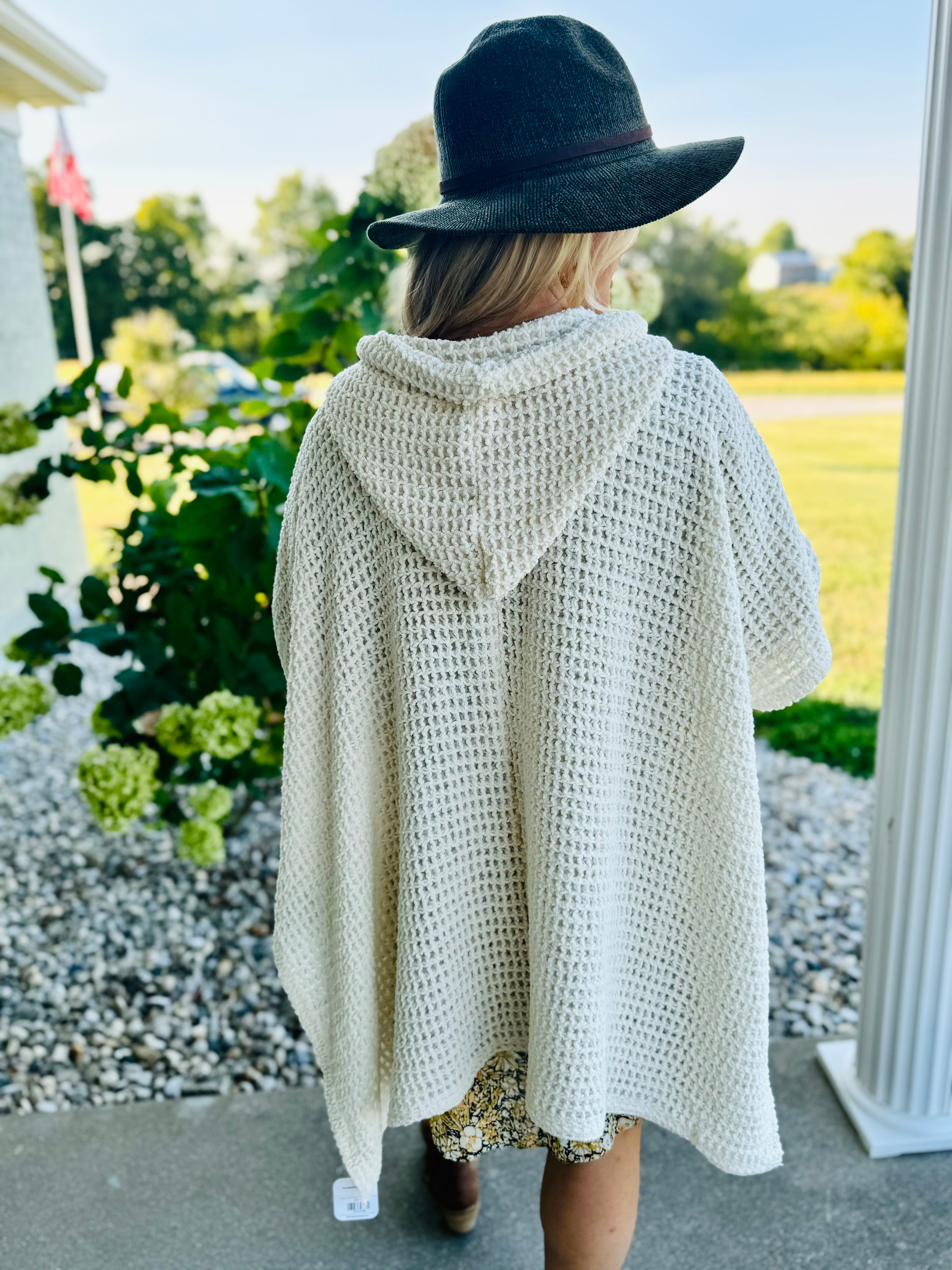 Onesize Waffle Hooded Cozy Knit Wrap - Honey-160 Cardigan/Kimonos-The Lovely Closet-The Lovely Closet, Women's Fashion Boutique in Alexandria, KY