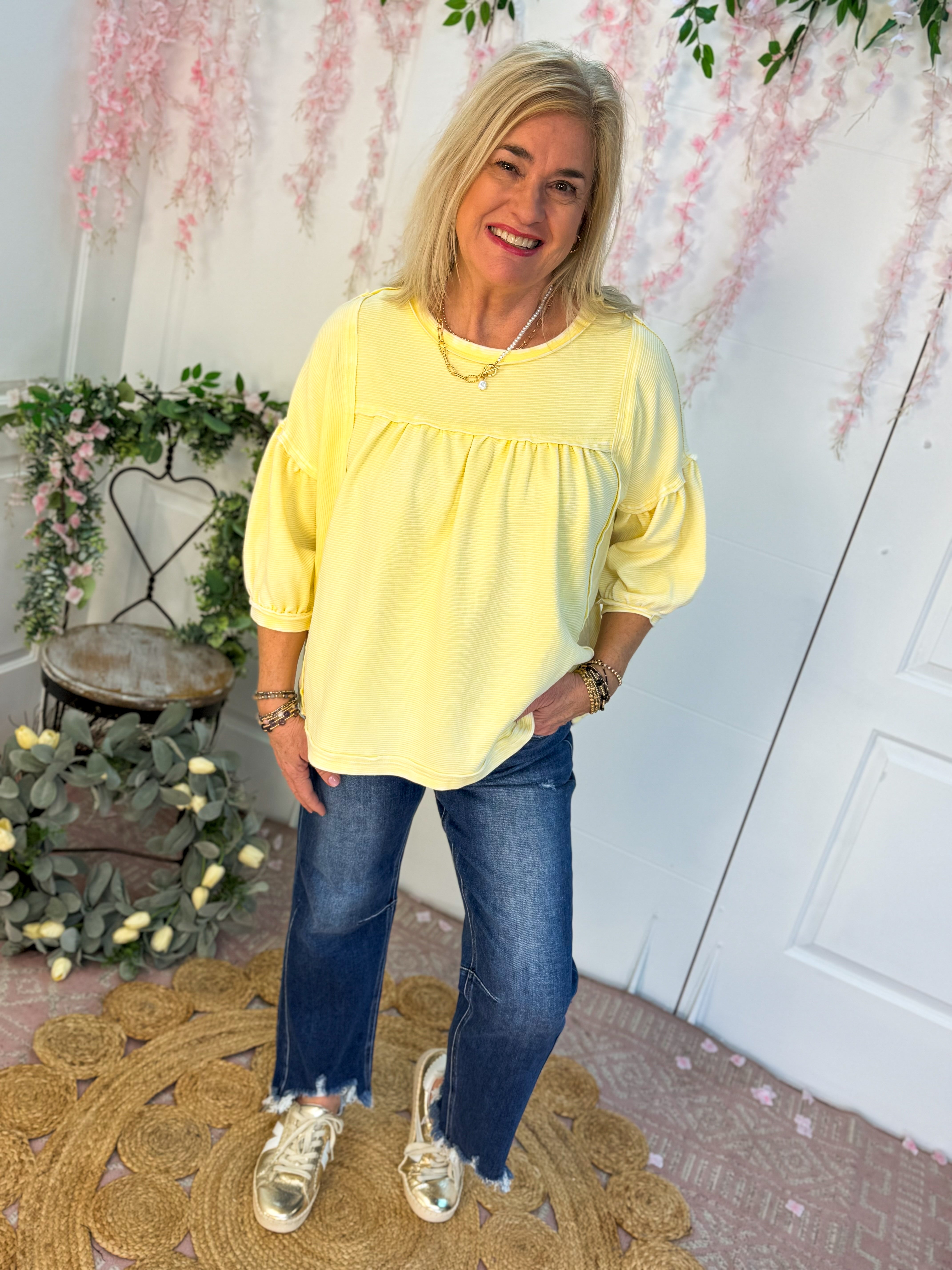 Walking on Sunshine Top-100 Short Sleeve Tops-easel-The Lovely Closet, Women's Fashion Boutique in Alexandria, KY