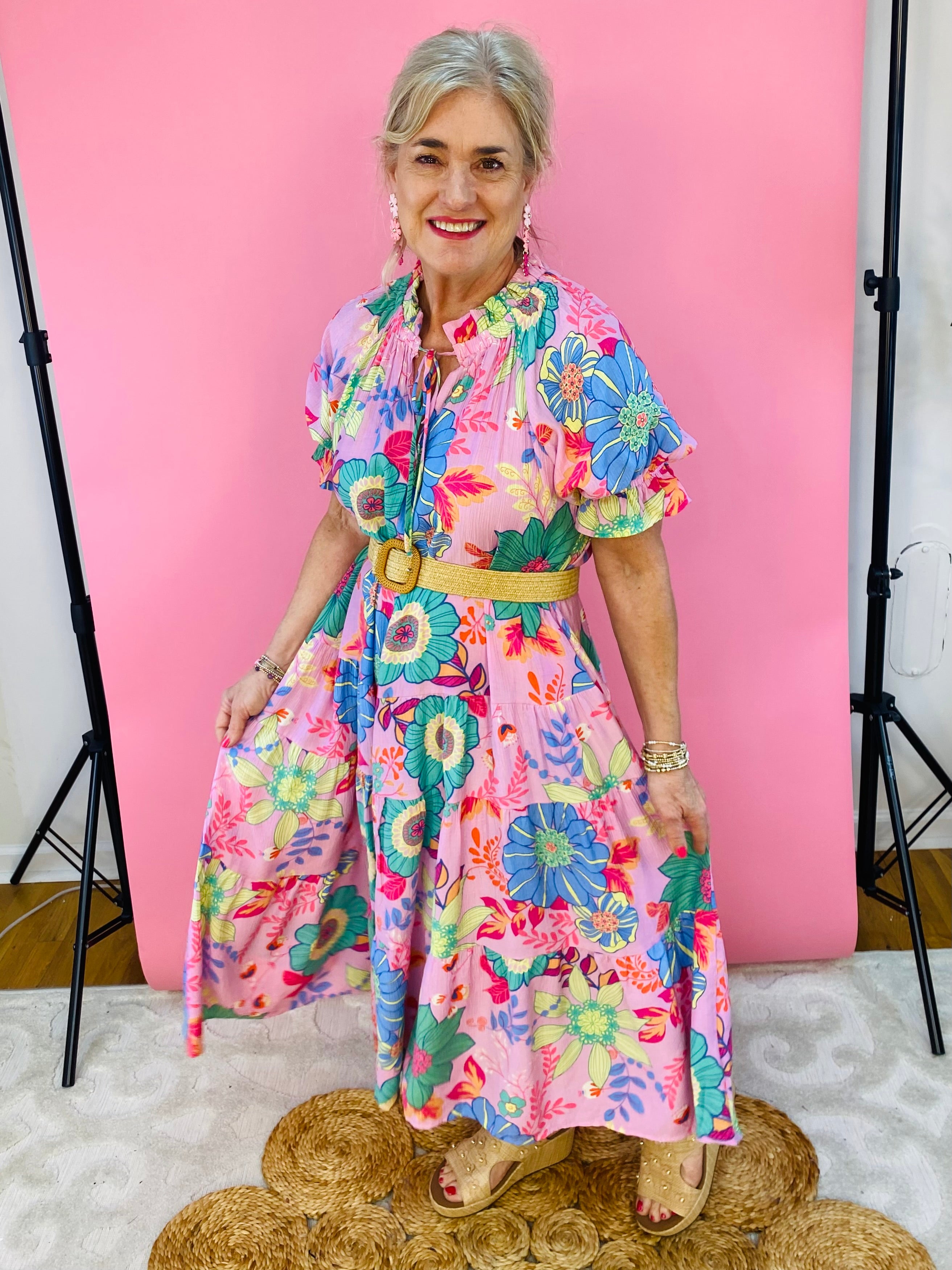 FINAL SALE Powder Pink Passion Dress-180 Dresses-easel-The Lovely Closet, Women's Fashion Boutique in Alexandria, KY