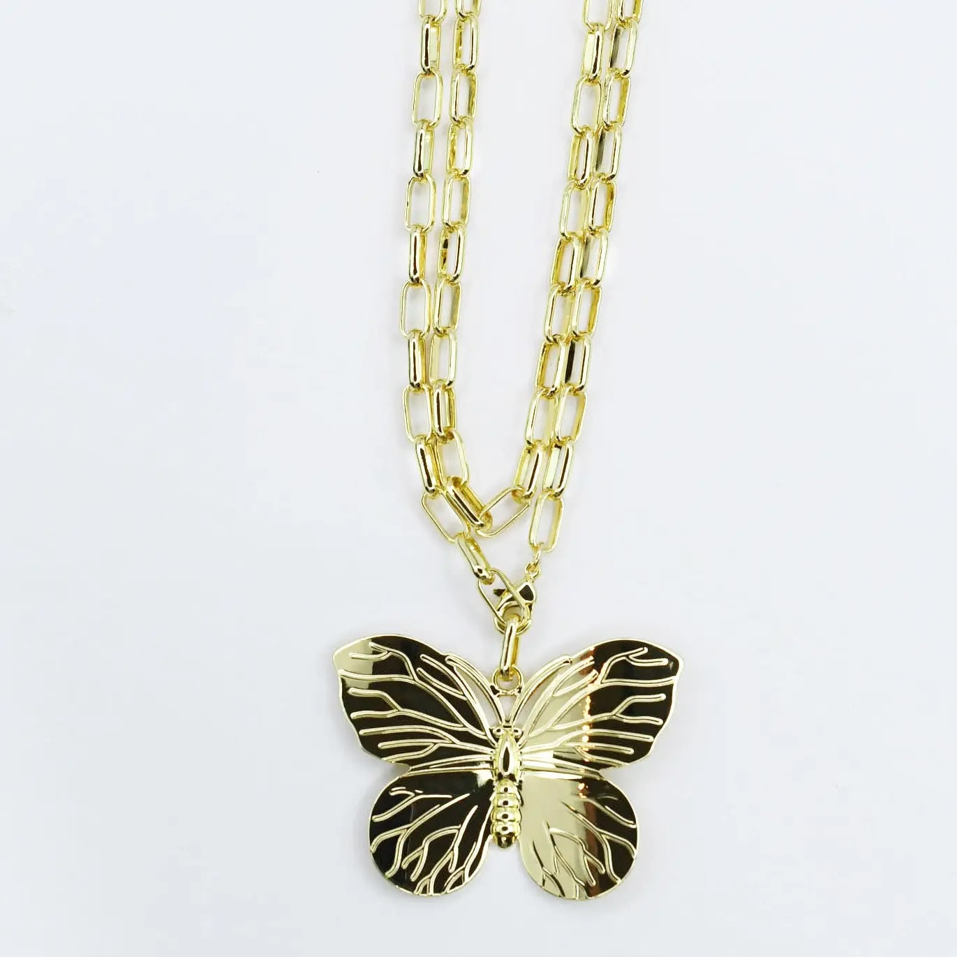Wings of Grace Double Chain Butterfly Necklace-280 Accessories-Treasure Jewels Inc.-The Lovely Closet, Women's Fashion Boutique in Alexandria, KY