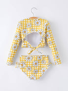 Summer Daisy Plaid Girls Two Piece Swim Set-360 Carolines Closet-Rylee Faith Designs-The Lovely Closet, Women's Fashion Boutique in Alexandria, KY