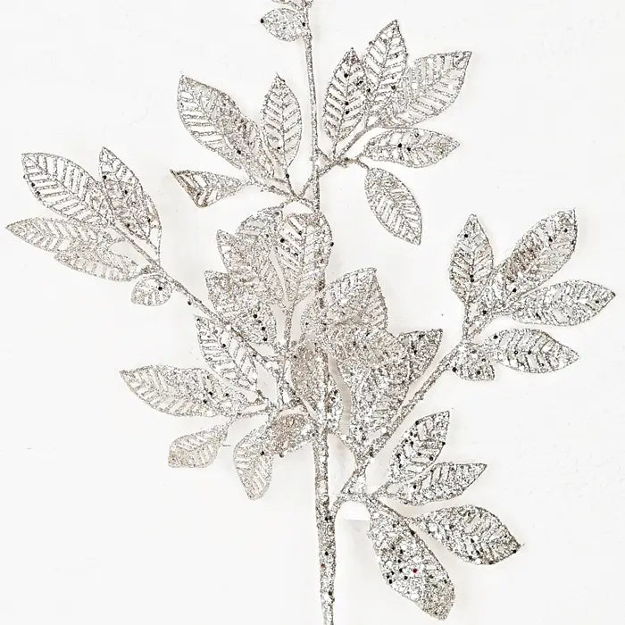 Glittery Leaf Stem-silk flower-The Lovely Closet-The Lovely Closet, Women's Fashion Boutique in Alexandria, KY