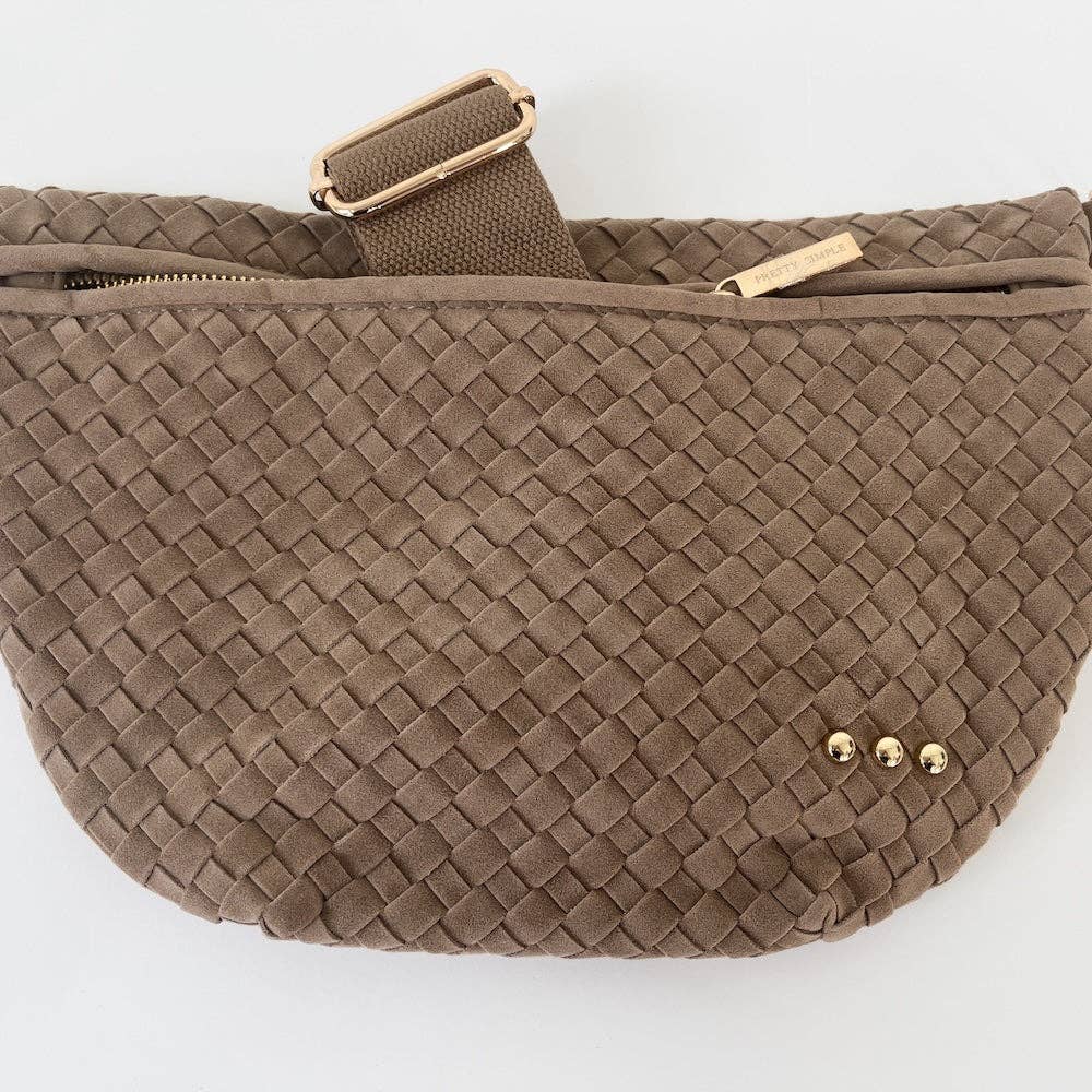 Suede Westlyn Woven Bum Bag -Suede Taupe-290 Bag/Handbags-Pretty Simple-The Lovely Closet, Women's Fashion Boutique in Alexandria, KY
