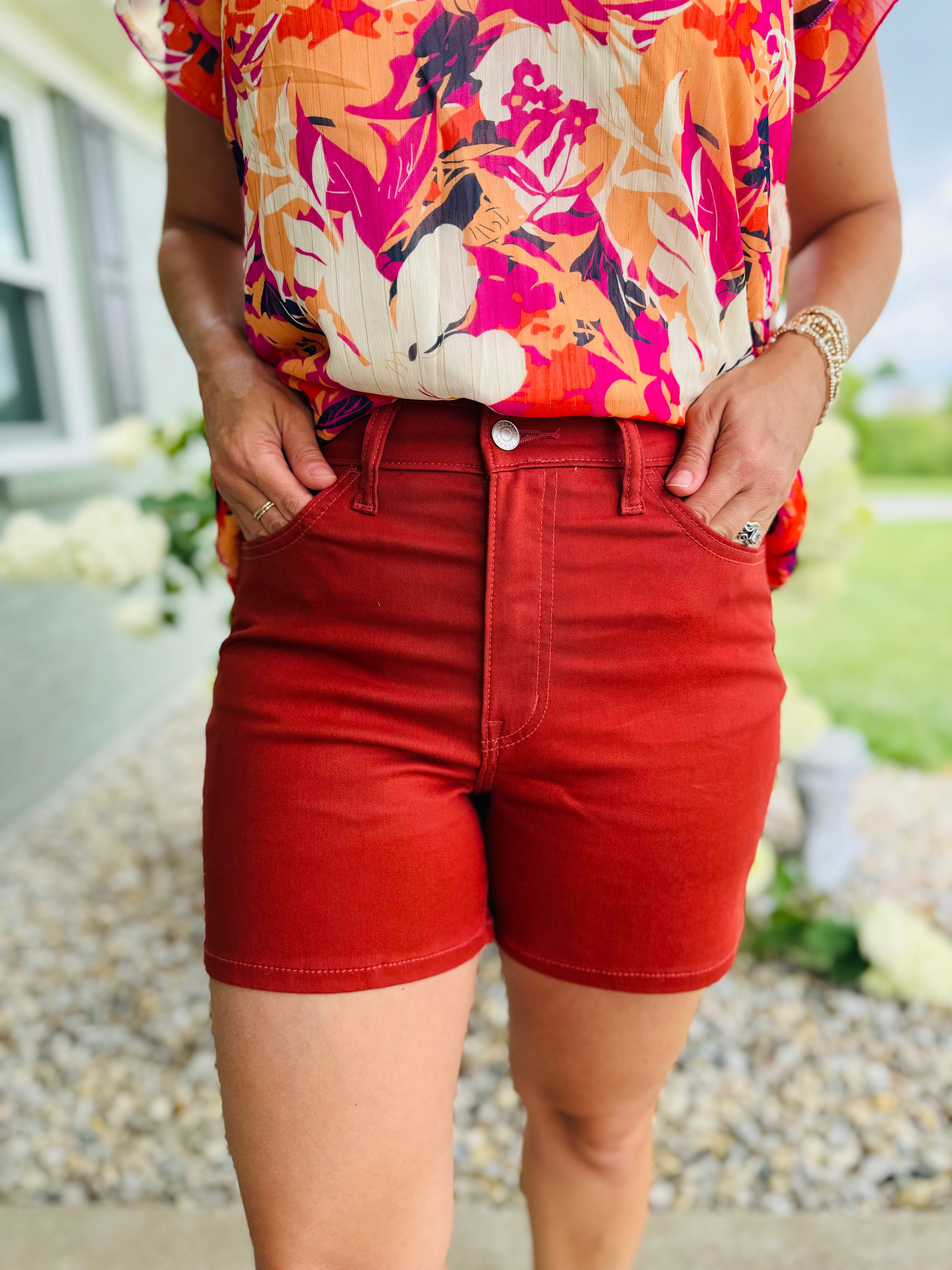 Perfect Fall Shorts - Rust-230 Skirts/Shorts-The Lovely Closet-The Lovely Closet, Women's Fashion Boutique in Alexandria, KY