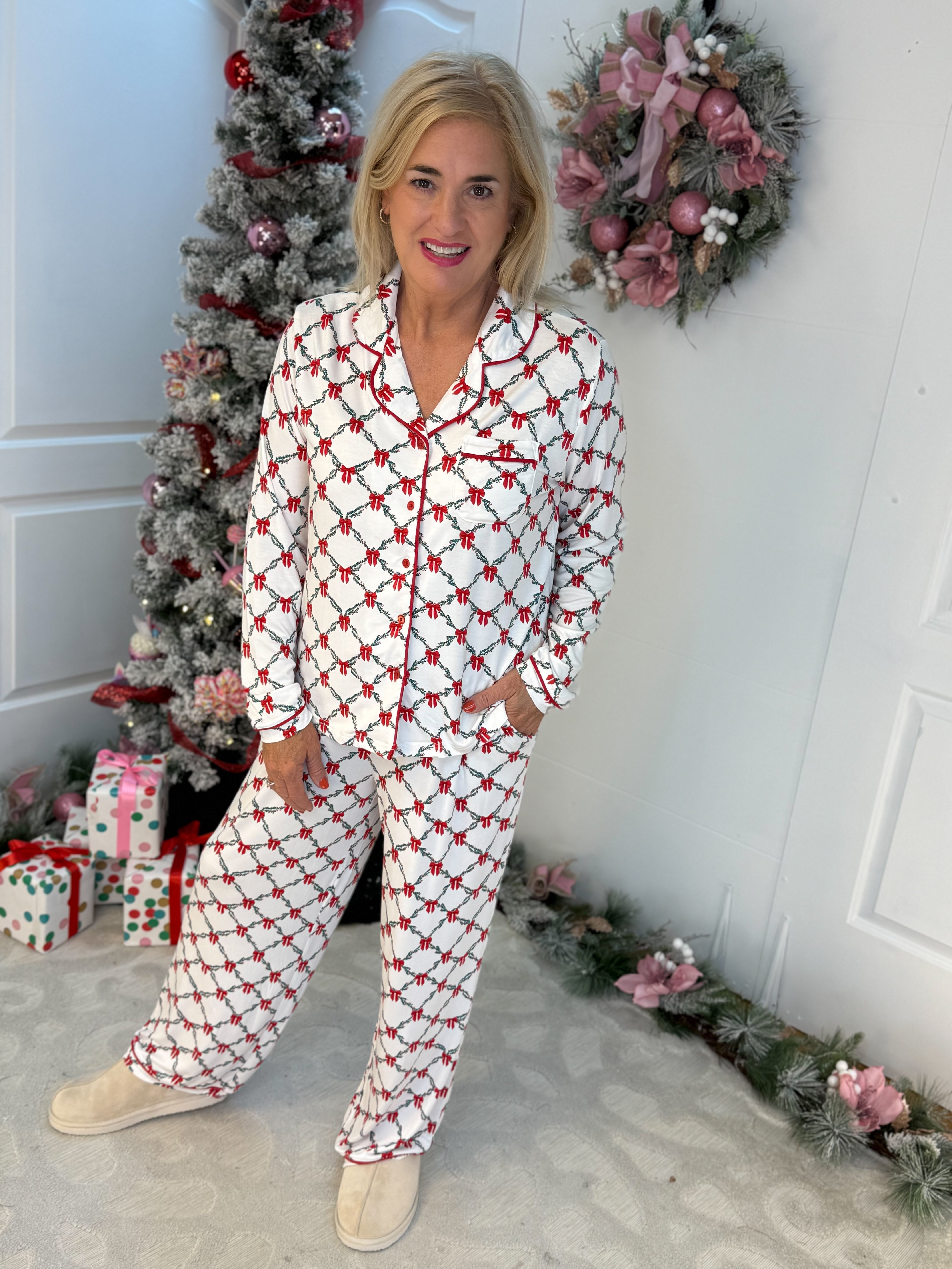 Mary Square Lattice Garland Charlotte Pant Set-350 Holiday-Mary Square-The Lovely Closet, Women's Fashion Boutique in Alexandria, KY