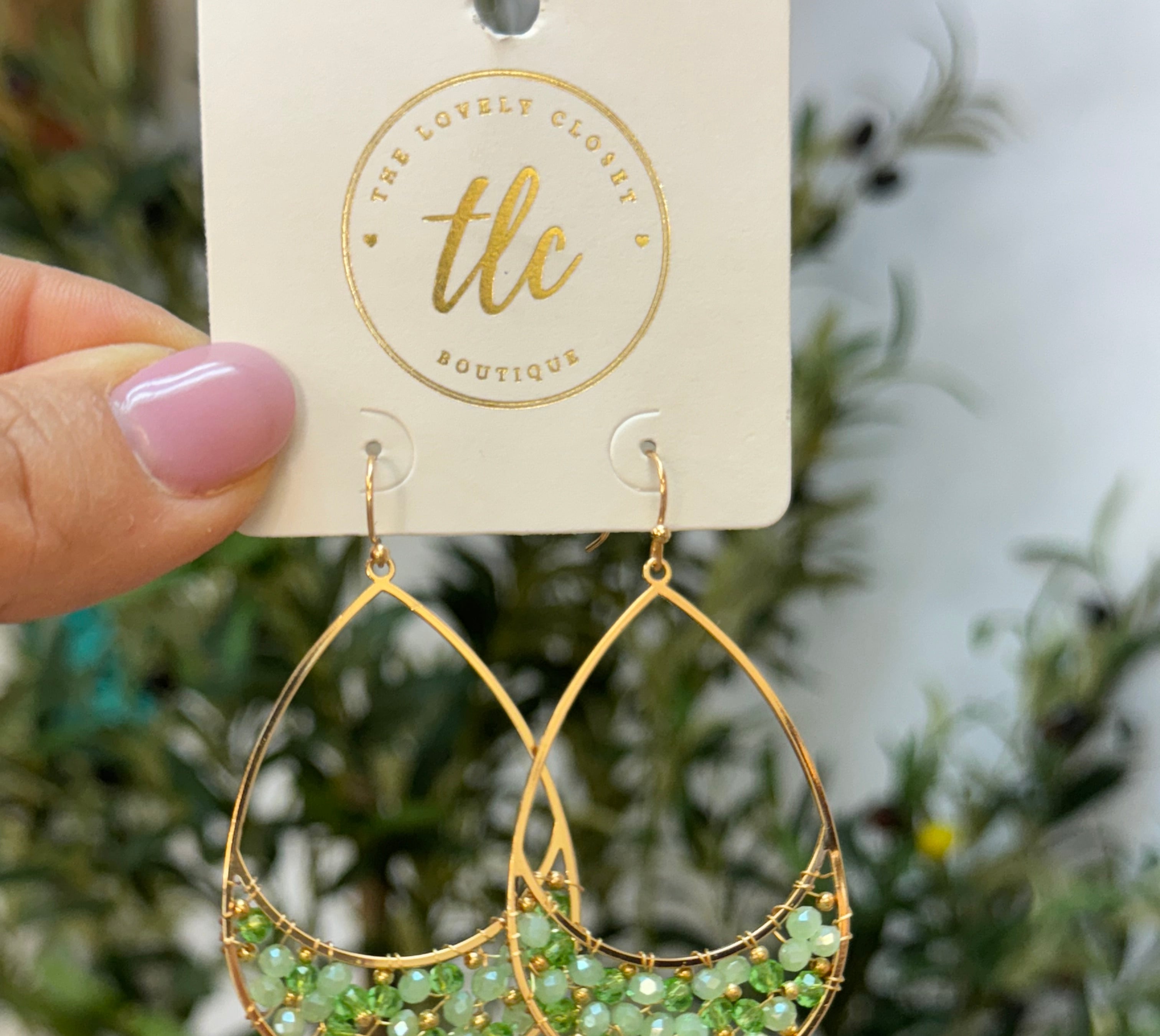 Emerald Sea Glass Beaded Earrings-Earrings-The Lovely Closet-The Lovely Closet, Women's Fashion Boutique in Alexandria, KY