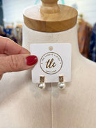 Pearl & Amber Baguette Stud-280 Accessories-Golden Stella-The Lovely Closet, Women's Fashion Boutique in Alexandria, KY