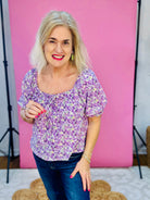 Lavender Daisies Top-100 Short Sleeve Tops-The Lovely Closet-The Lovely Closet, Women's Fashion Boutique in Alexandria, KY