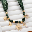Sunburst Handmade Scarf Necklace - Green-280 Accessories-JOSSLYN by wall to wall-The Lovely Closet, Women's Fashion Boutique in Alexandria, KY