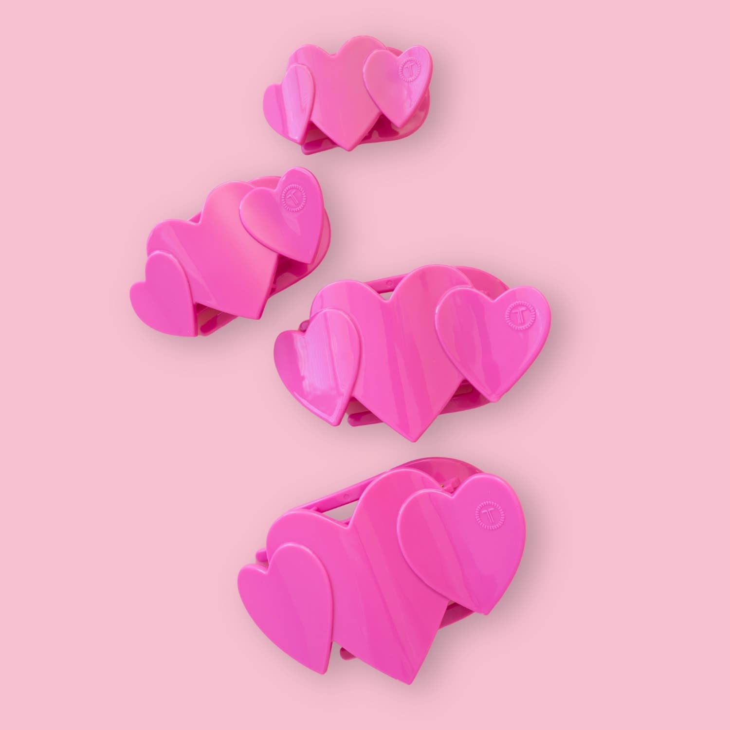 Flat Hair Clip | Small | Pink Heart to Heart-300 Headwear-TELETIES-The Lovely Closet, Women's Fashion Boutique in Alexandria, KY
