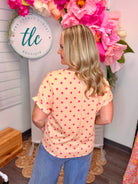 Color Pop Polka Dot Top - Light Coral-100 Short Sleeve Tops-Carole Christian-The Lovely Closet, Women's Fashion Boutique in Alexandria, KY