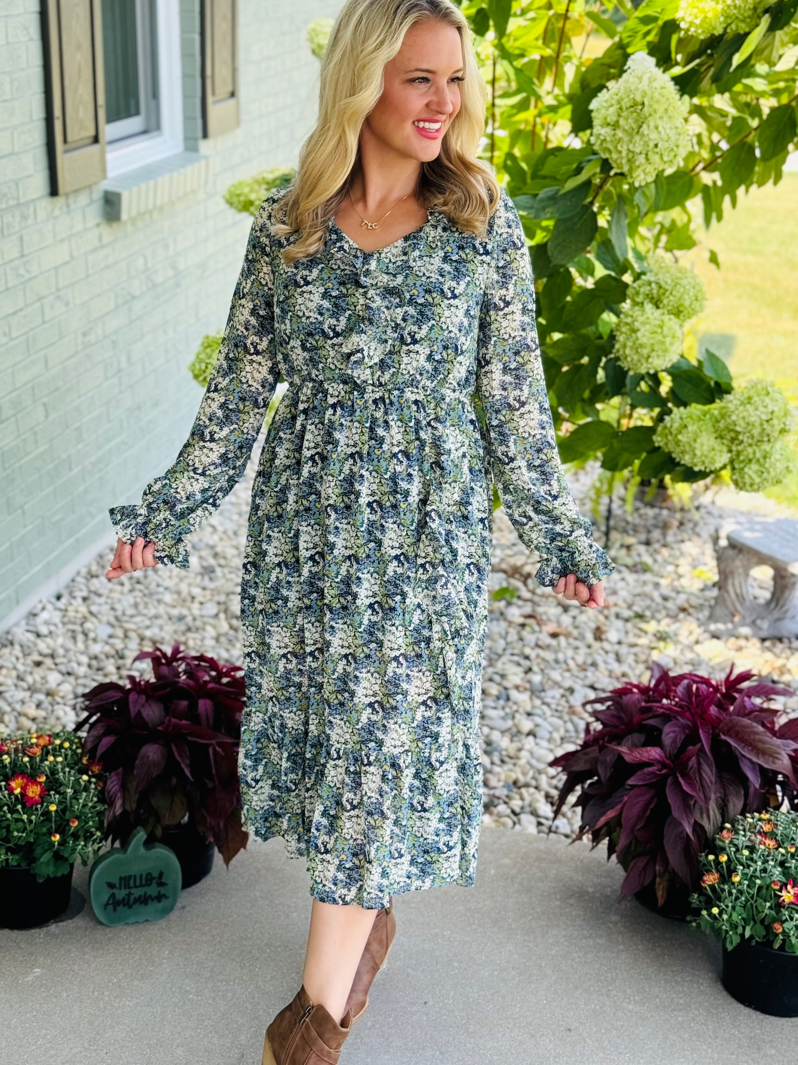 FINAL SALE - Picking Perfect Apples Midi Dress-180 Dresses-The Lovely Closet-The Lovely Closet, Women's Fashion Boutique in Alexandria, KY