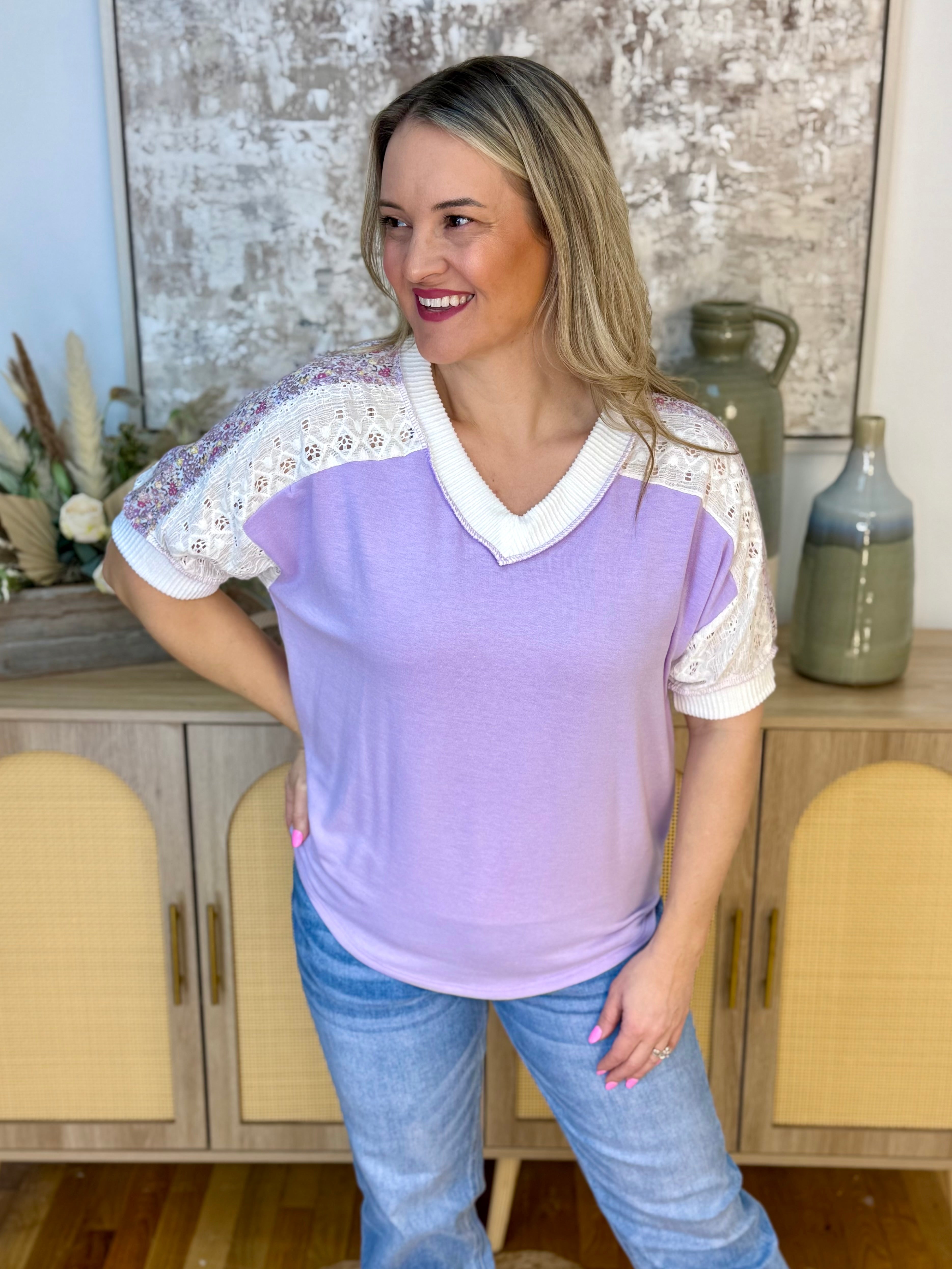 Fresh Lavender Top-100 Short Sleeve Tops-7th Ray-The Lovely Closet, Women's Fashion Boutique in Alexandria, KY