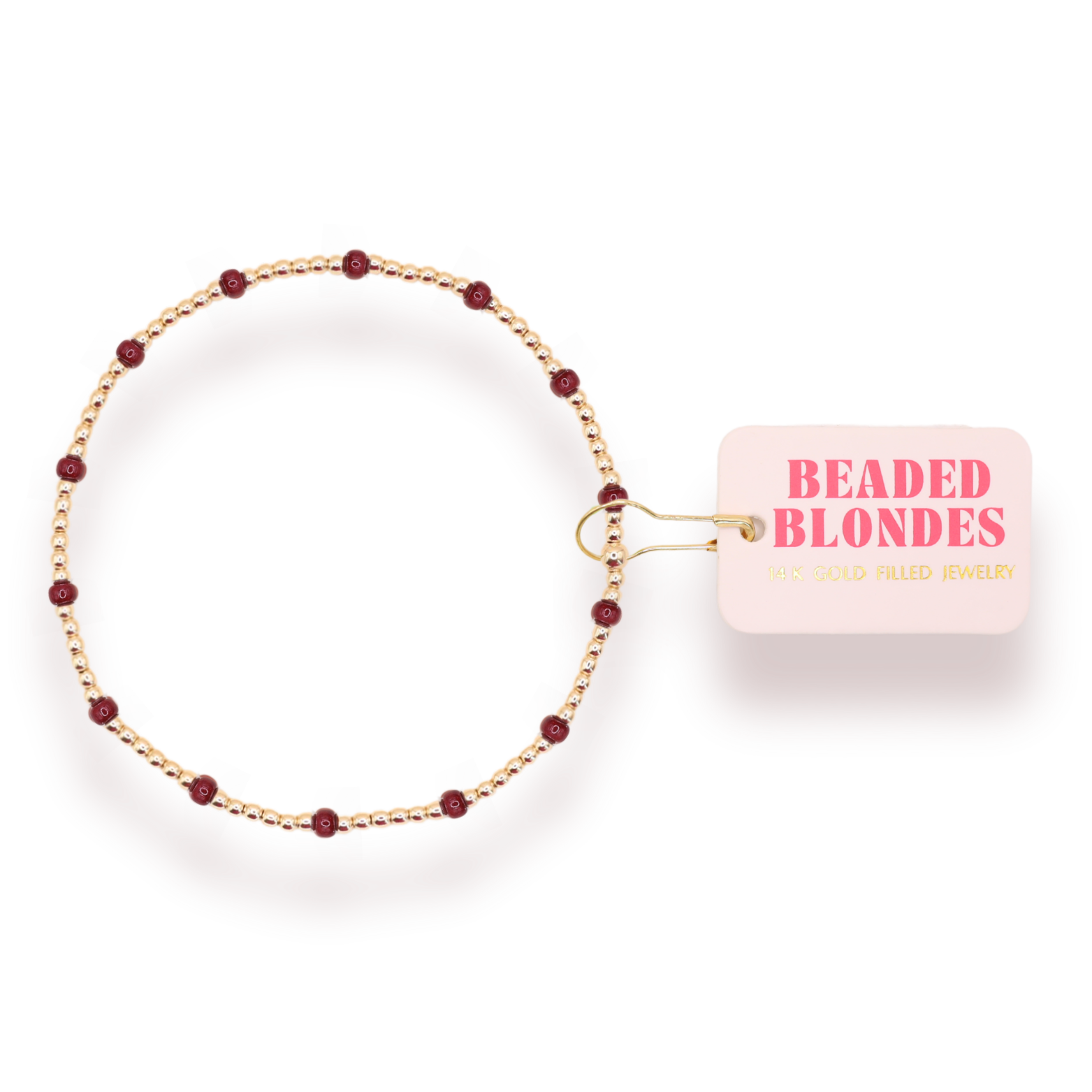 Maroon Dainty Poppi Bracelet: Gold / Standard 6.75 inch-bracelet-Beaded Blondes-The Lovely Closet, Women's Fashion Boutique in Alexandria, KY