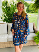 Autumn Indigo Long Sleeve Dress-180 Dresses-easel-The Lovely Closet, Women's Fashion Boutique in Alexandria, KY