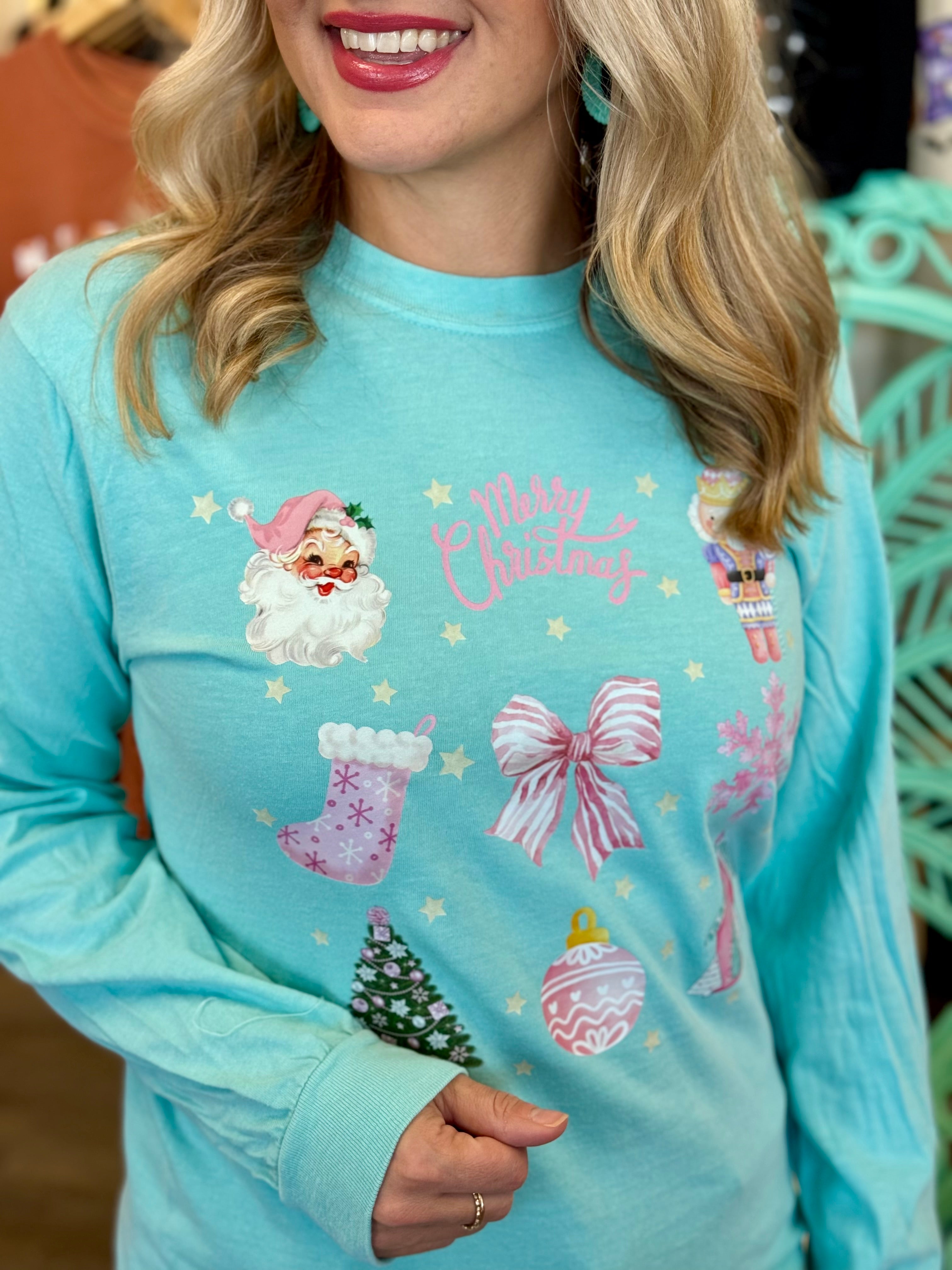 *Pre-Order*TLC Pinkmas Long Sleeve Graphic T-135 T-Shirt Bar-The Lovely Closet-The Lovely Closet, Women's Fashion Boutique in Alexandria, KY