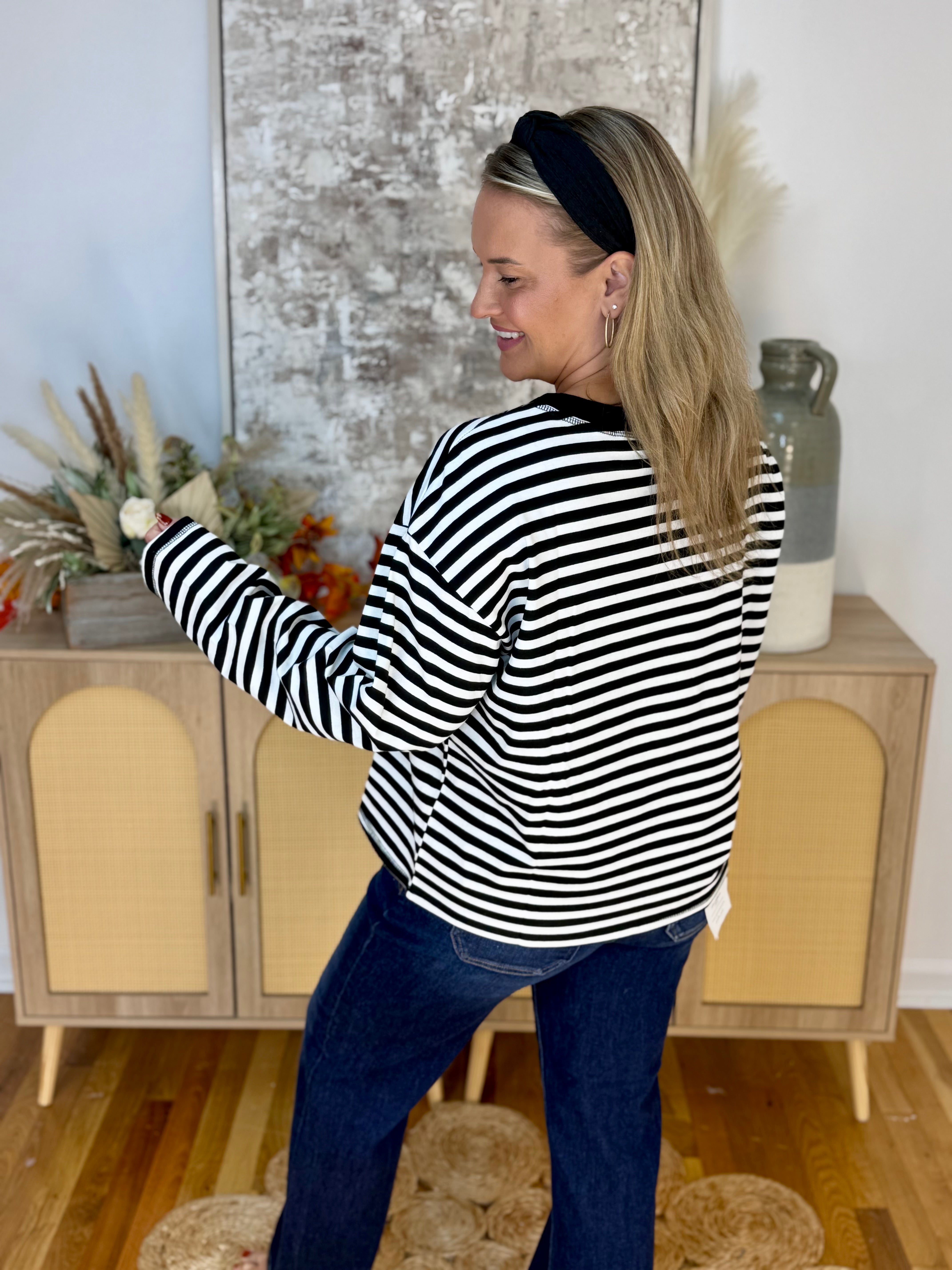 Halloween Ghost Striped Top-110 Long Sleeve Top-Main Strip-The Lovely Closet, Women's Fashion Boutique in Alexandria, KY