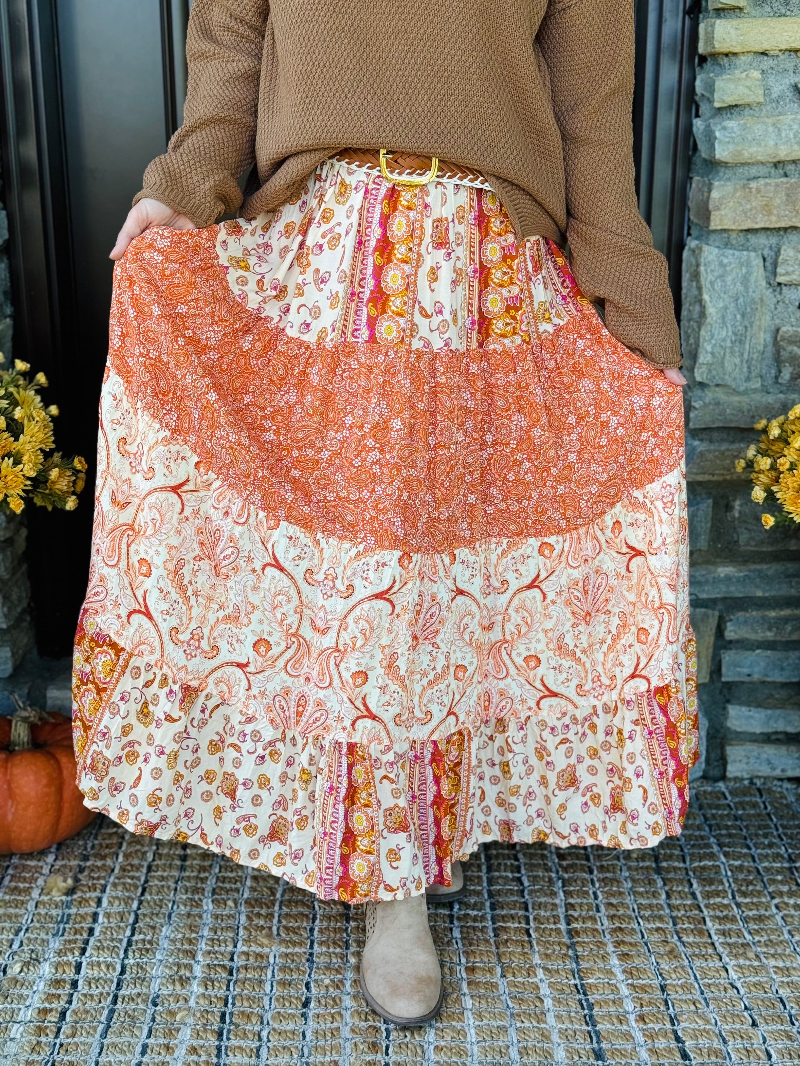 Paisley Print Maxi Skirt-230 Skirts/Shorts-The Lovely Closet-The Lovely Closet, Women's Fashion Boutique in Alexandria, KY