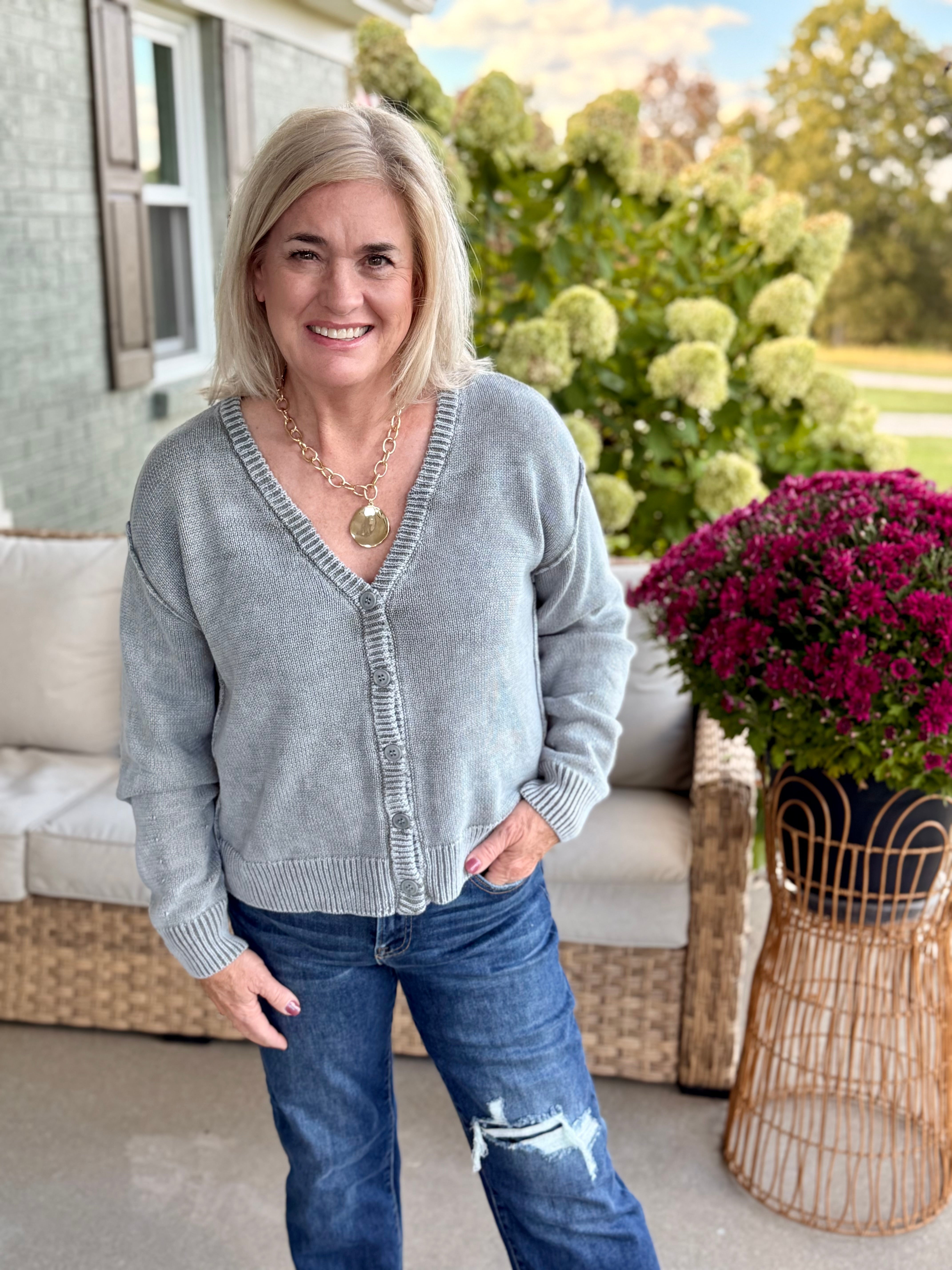 FINAL SALE Falling Leaves Cardigan - Teal-160 Cardigan/Kimonos-Bibi-The Lovely Closet, Women's Fashion Boutique in Alexandria, KY