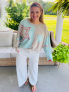 Starlight Bloom Top - Lt. Teal-110 Long Sleeve Top-easel-The Lovely Closet, Women's Fashion Boutique in Alexandria, KY