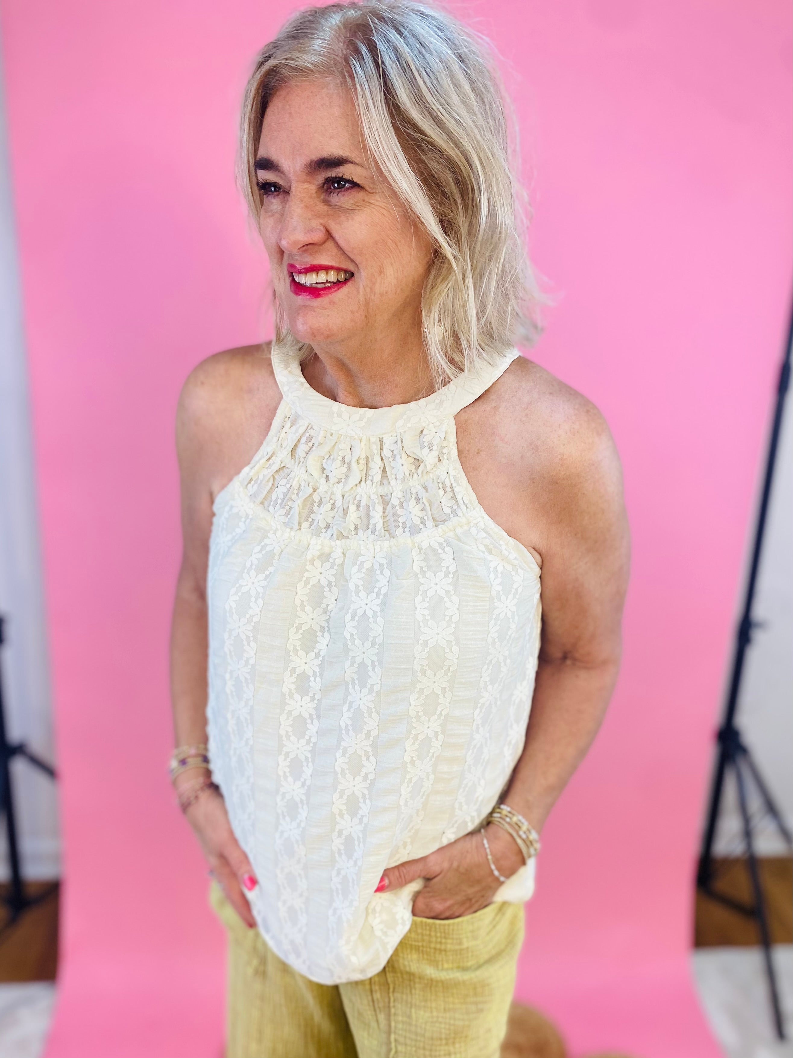 Beach Babe Lace Top-120 Sleeveless Tops-Doe and Rae-The Lovely Closet, Women's Fashion Boutique in Alexandria, KY