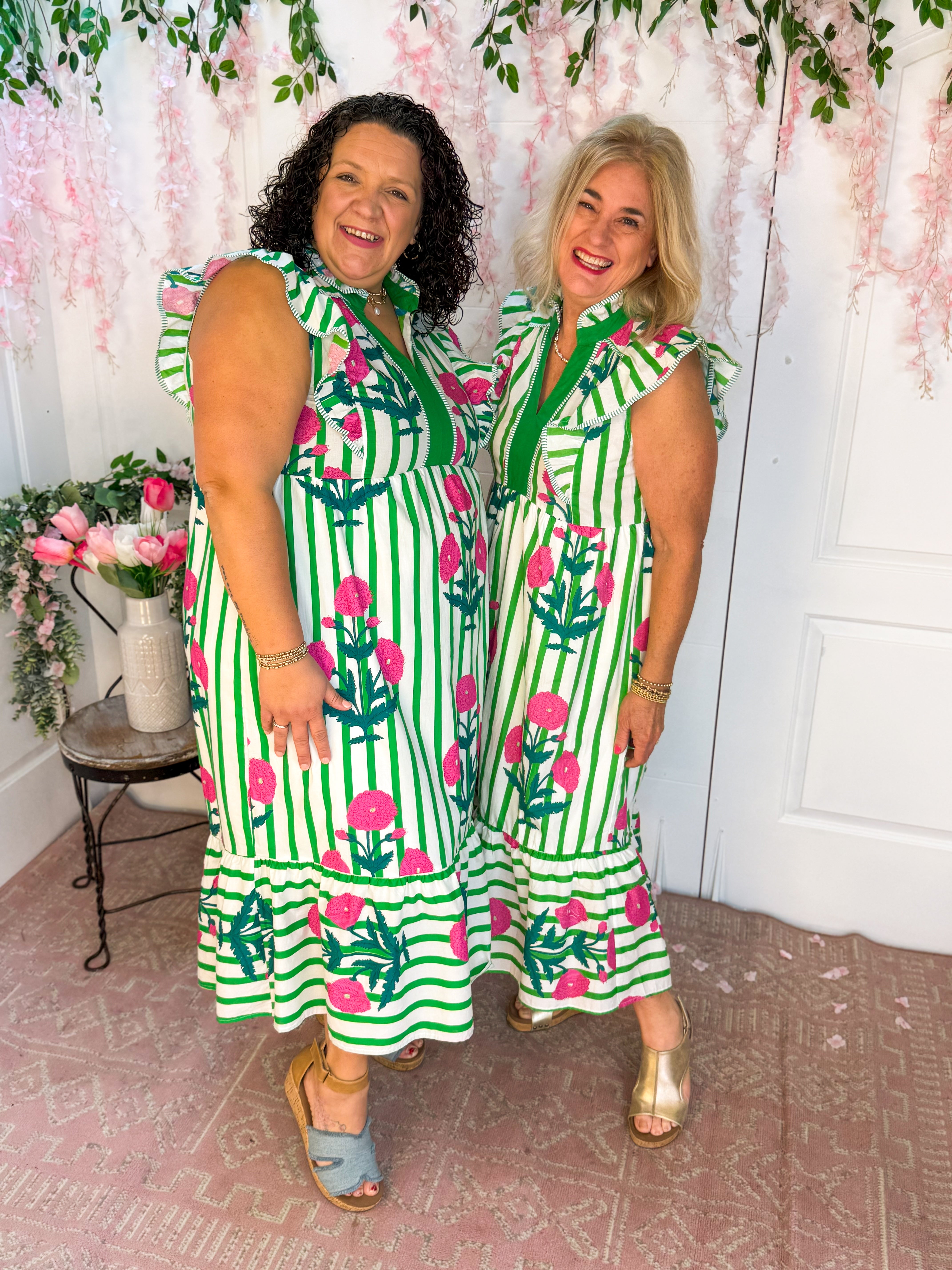 Poppy and Green Striped Maxi Dress-The Lovely Closet-The Lovely Closet, Women's Fashion Boutique in Alexandria, KY