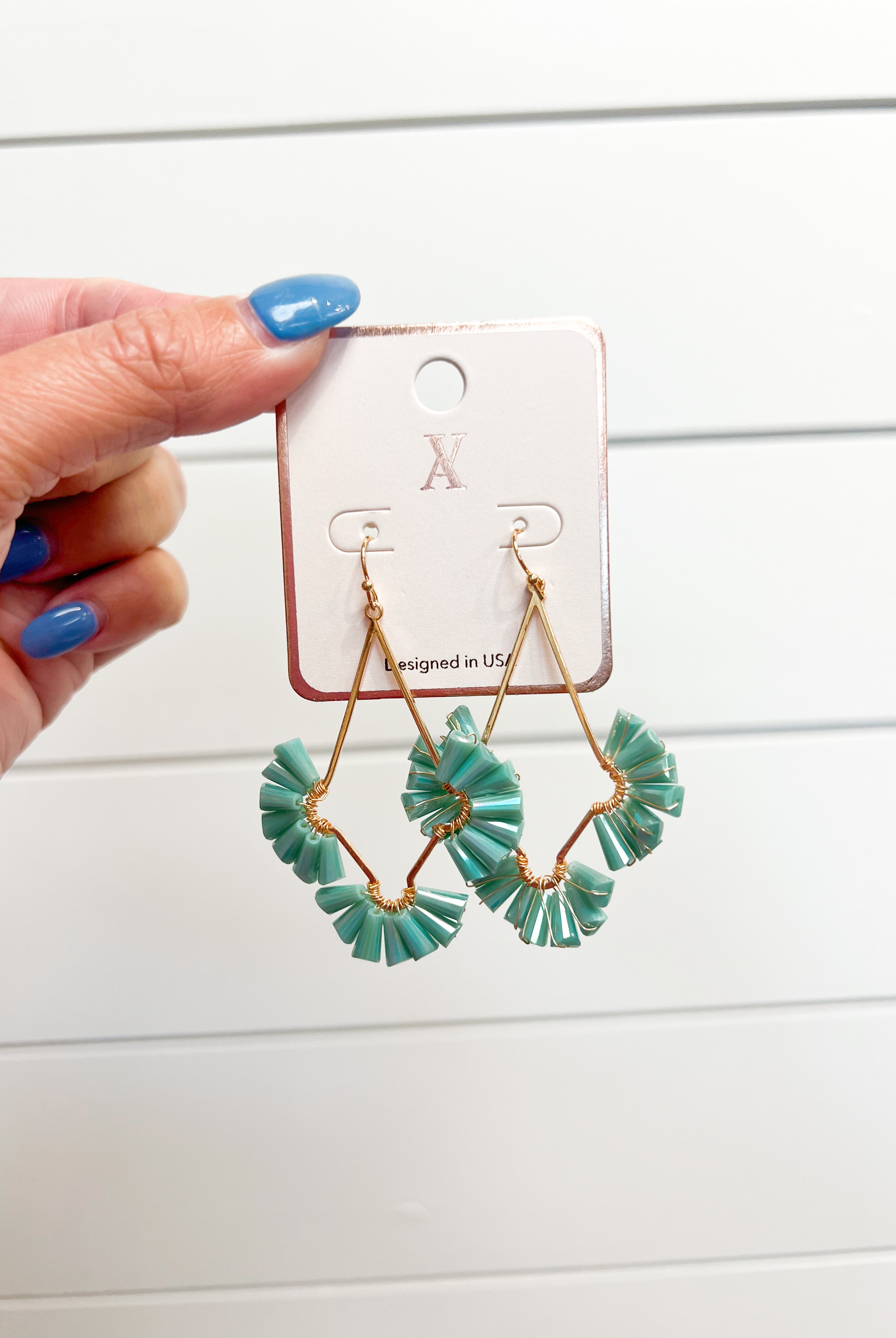 Teal Evening Shimmers Earring-Earrings-The Lovely Closet-The Lovely Closet, Women's Fashion Boutique in Alexandria, KY