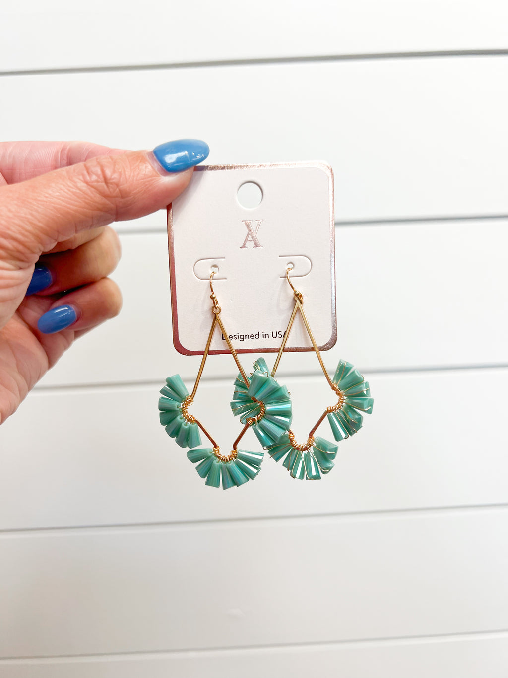 Teal Evening Shimmers Earring-The Lovely Closet-The Lovely Closet, Women's Fashion Boutique in Alexandria, KY