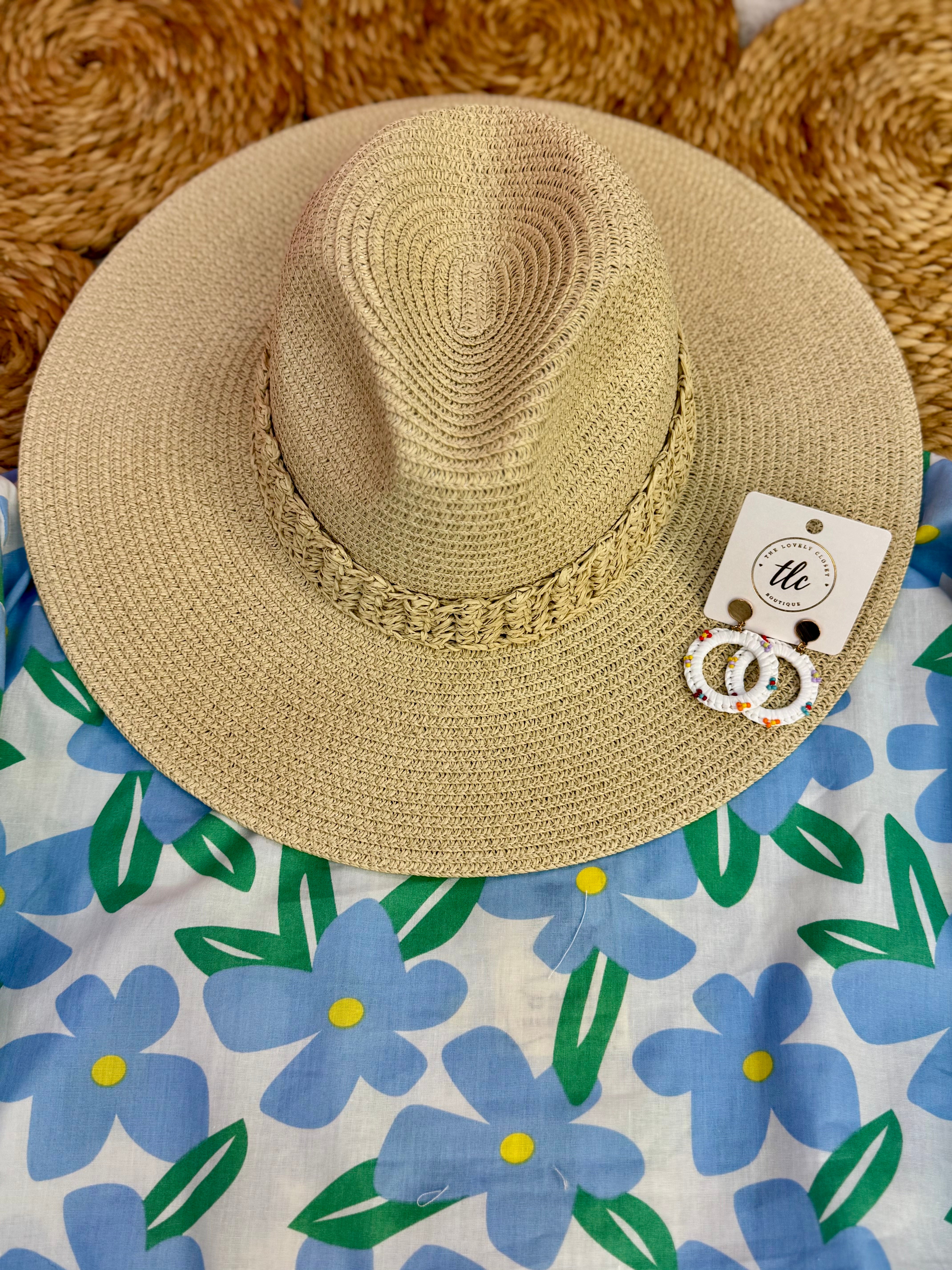 Sun Hat w/ Braided Band - Natural-300 Headwear-judson-The Lovely Closet, Women's Fashion Boutique in Alexandria, KY