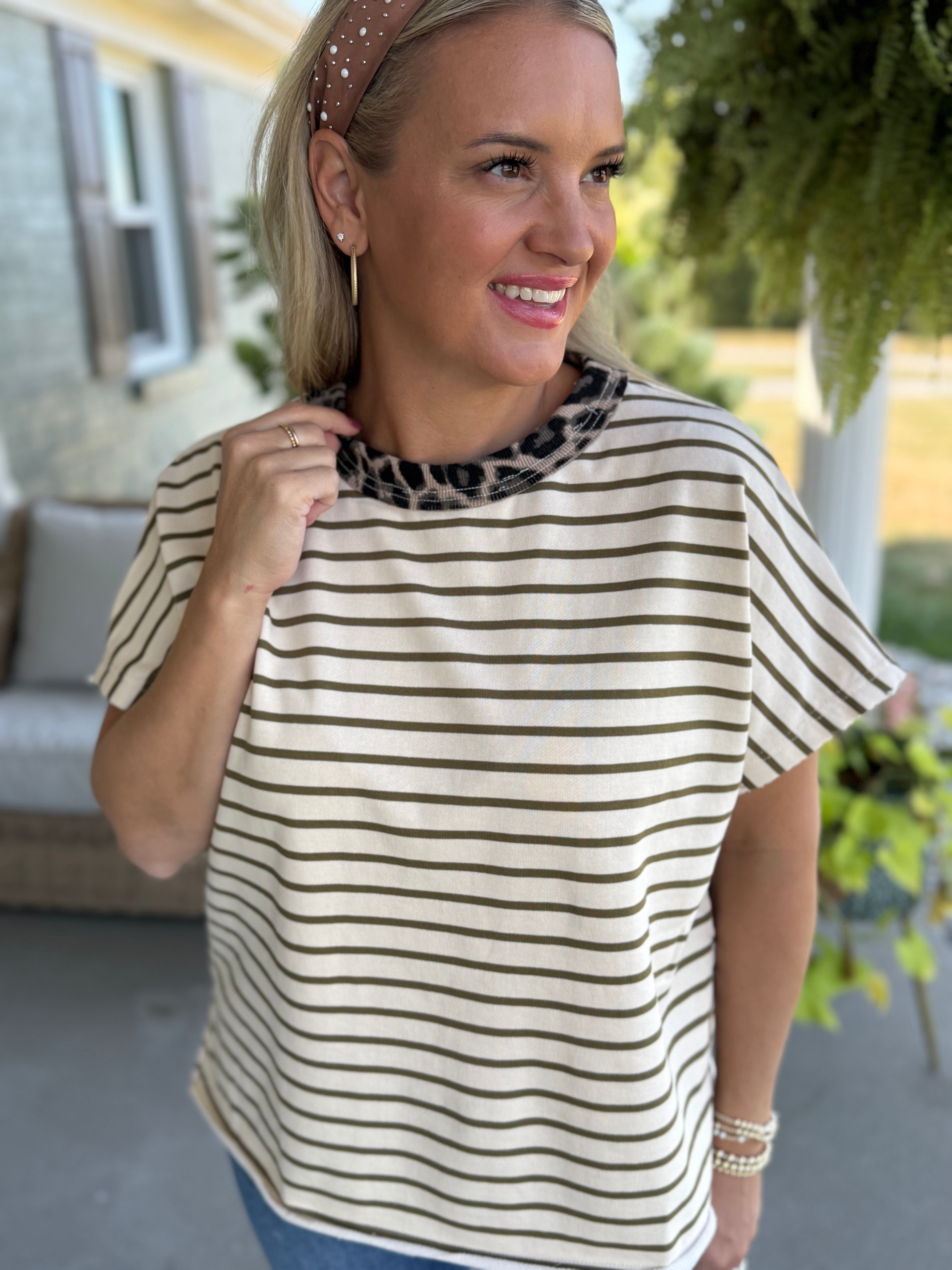 Falling for Leopard Elevated Short Sleeve Top-100 Short Sleeve Tops-Anniewear-The Lovely Closet, Women's Fashion Boutique in Alexandria, KY