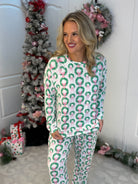 Mary Square Rosy Wreaths Annie Pant Set-350 Holiday-Mary Square-The Lovely Closet, Women's Fashion Boutique in Alexandria, KY