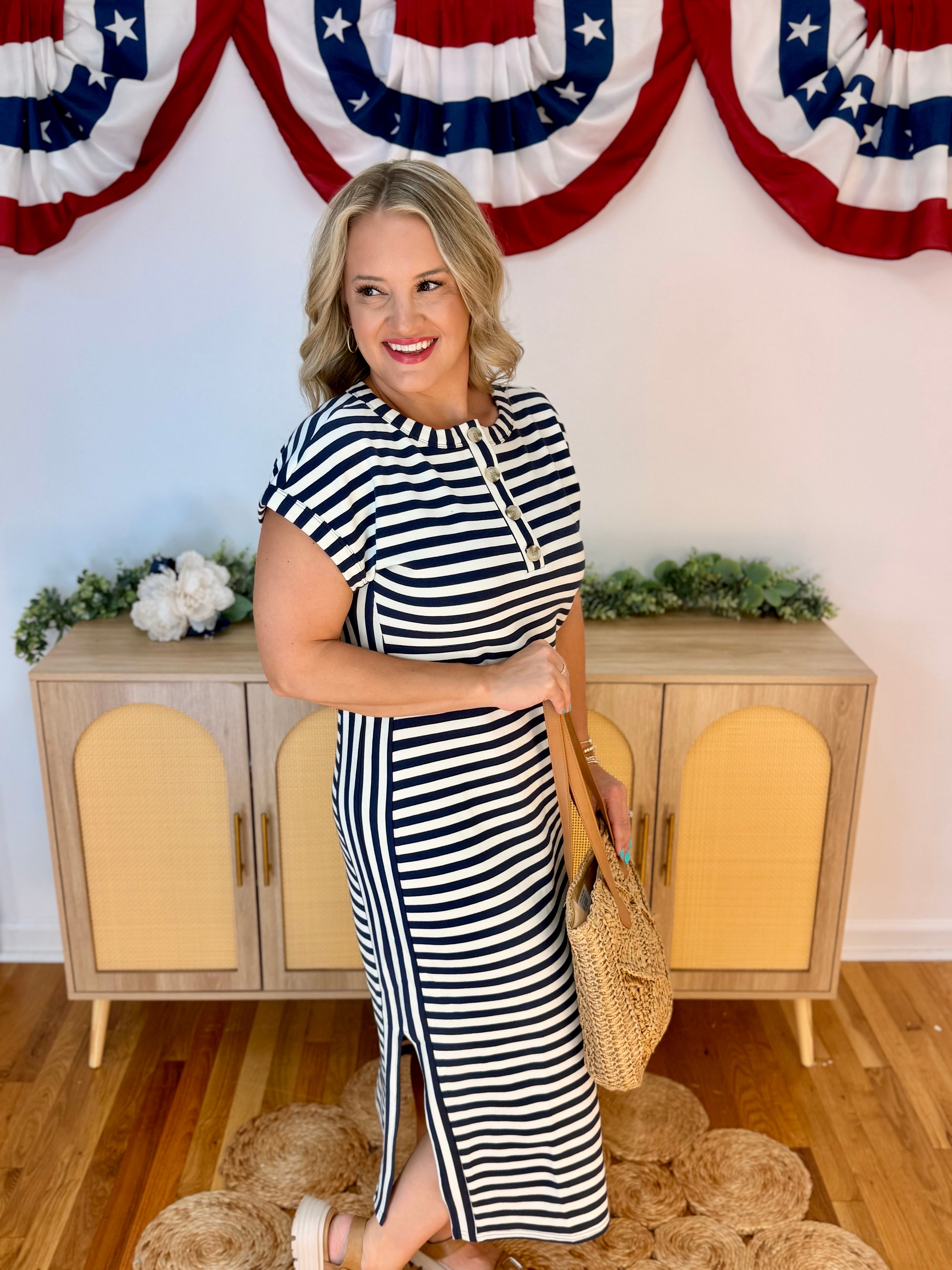 Classic Summer Midi Dress - Navy-180 Dresses-Blu Pepper-The Lovely Closet, Women's Fashion Boutique in Alexandria, KY